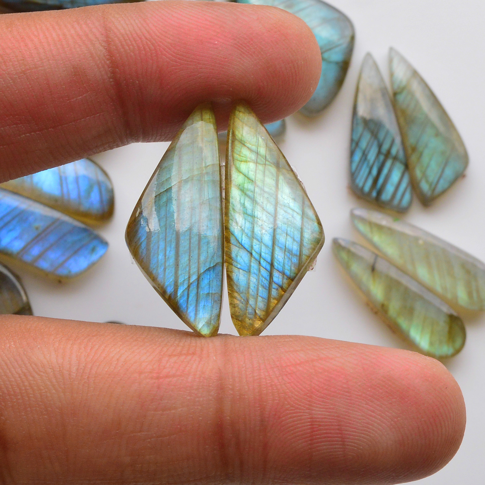 9 Pair 165Cts  Natural Labradorite Pair Gemstone Lot for jewellery making  38x8 22x7mm 19839