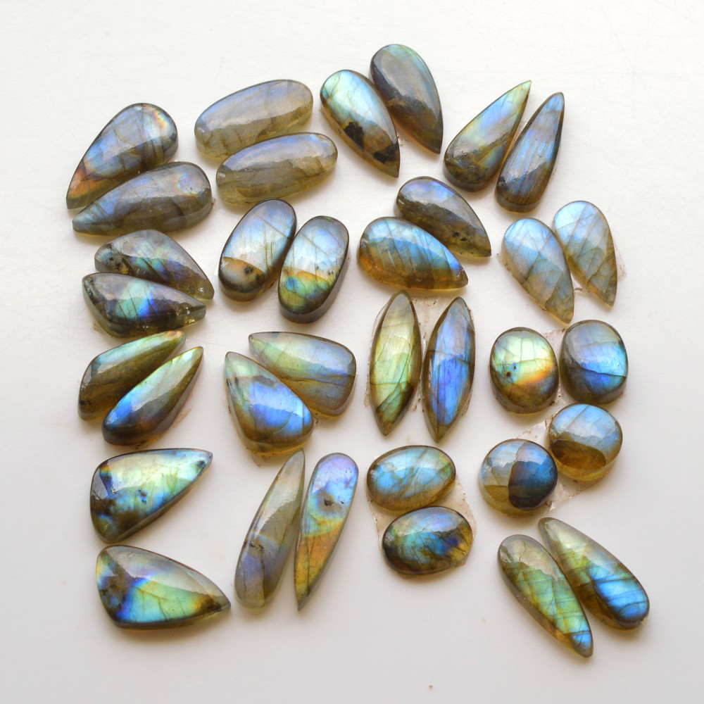Image of 17 Pair 220Cts  Natural Labradorite Pair Gemstone Lot for jewellery making  25x7 11x11mm #19840