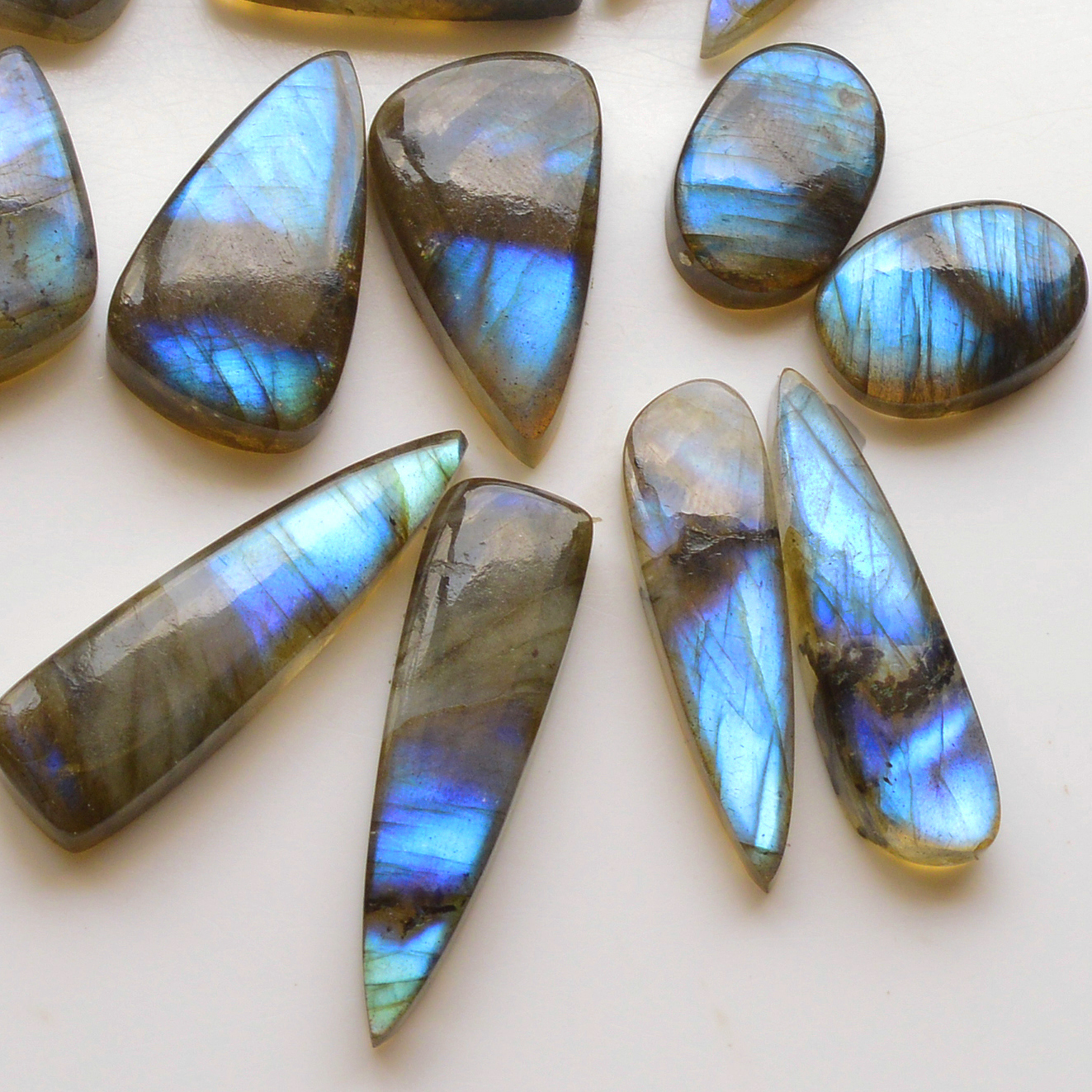 10 Pair 243Cts  Natural Labradorite Pair Gemstone Lot for jewellery making  34x 8 19x10mm 19841