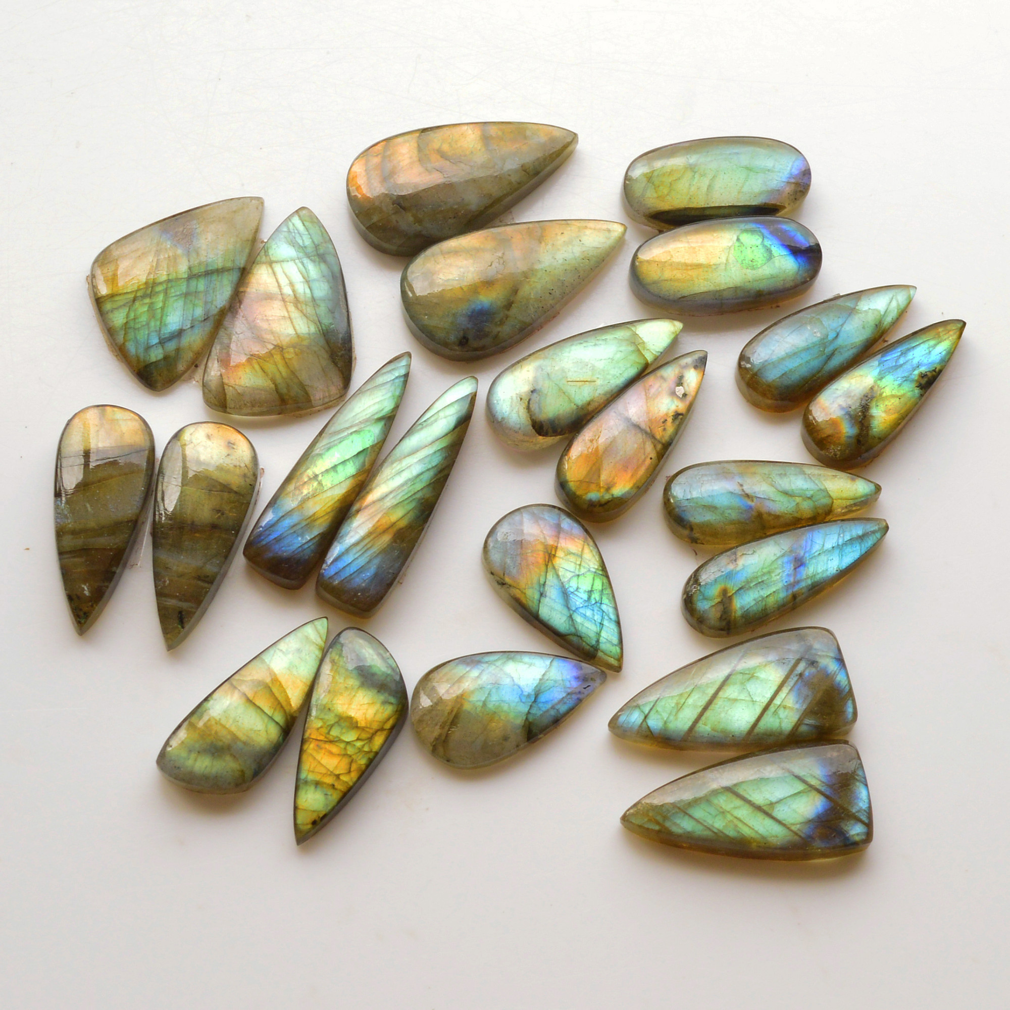 11 Pair 189Cts  Natural Labradorite Pair Gemstone Lot for jewellery making  25x13 20x11mm 19842