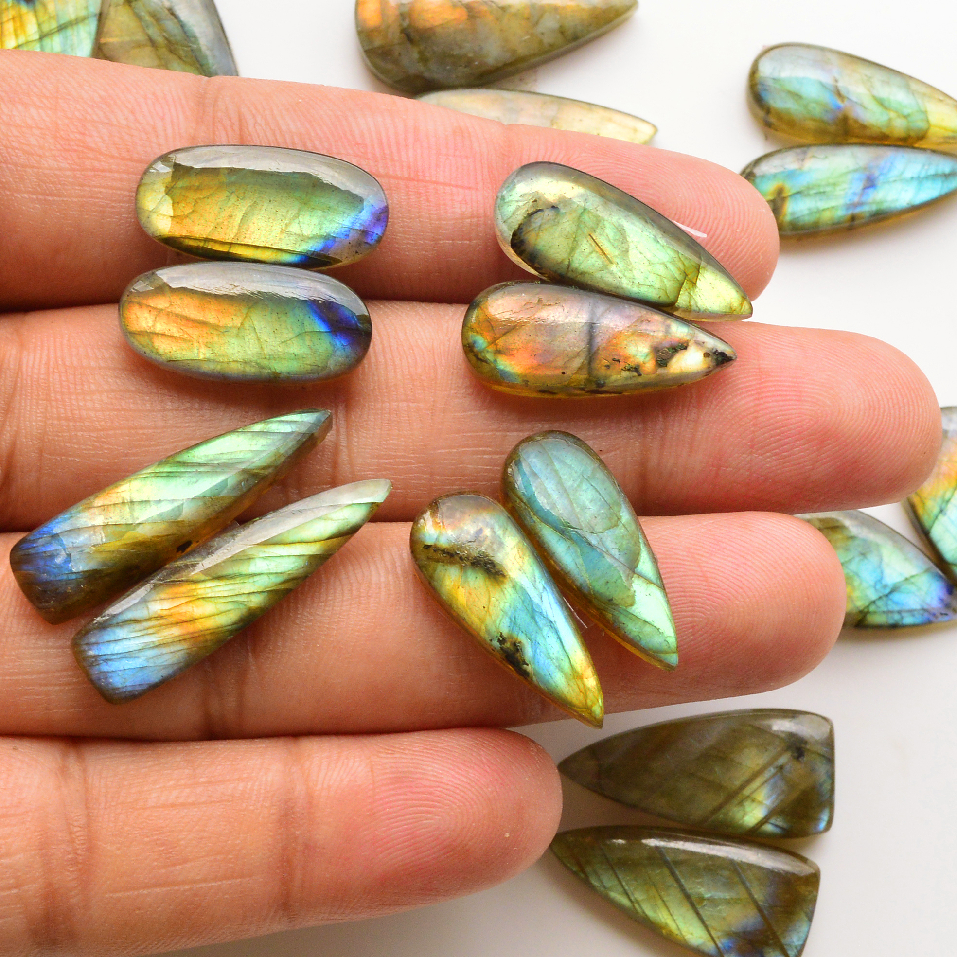 11 Pair 189Cts  Natural Labradorite Pair Gemstone Lot for jewellery making  25x13 20x11mm 19842