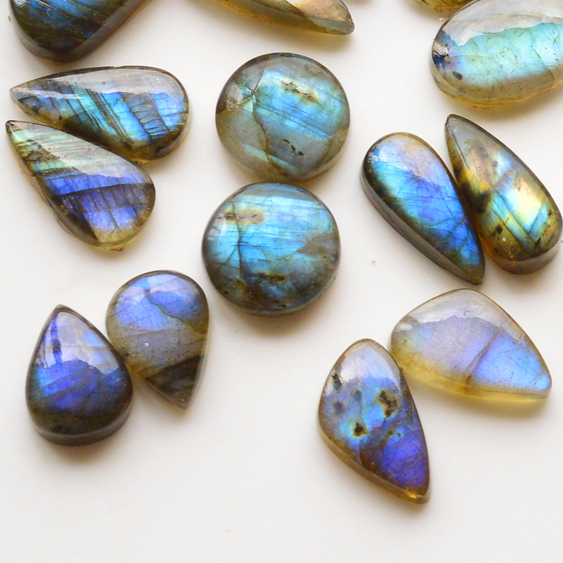15 Pair 197Cts  Natural Labradorite Pair Gemstone Lot for jewellery making  21x7 13x13mm 19843