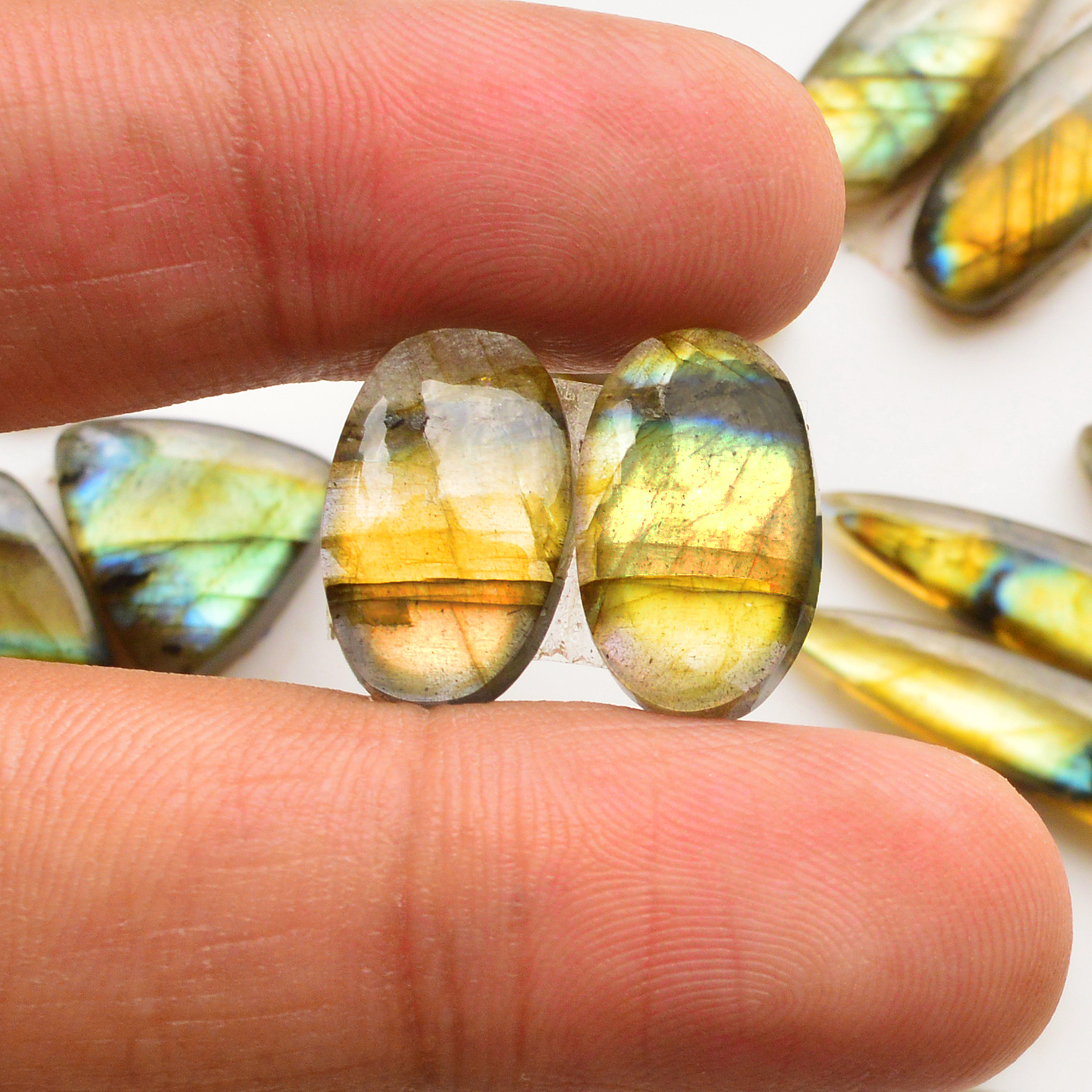 10 Pair 115Cts  Natural Labradorite Pair Gemstone Lot for jewellery making  26x6 12x12mm 19844
