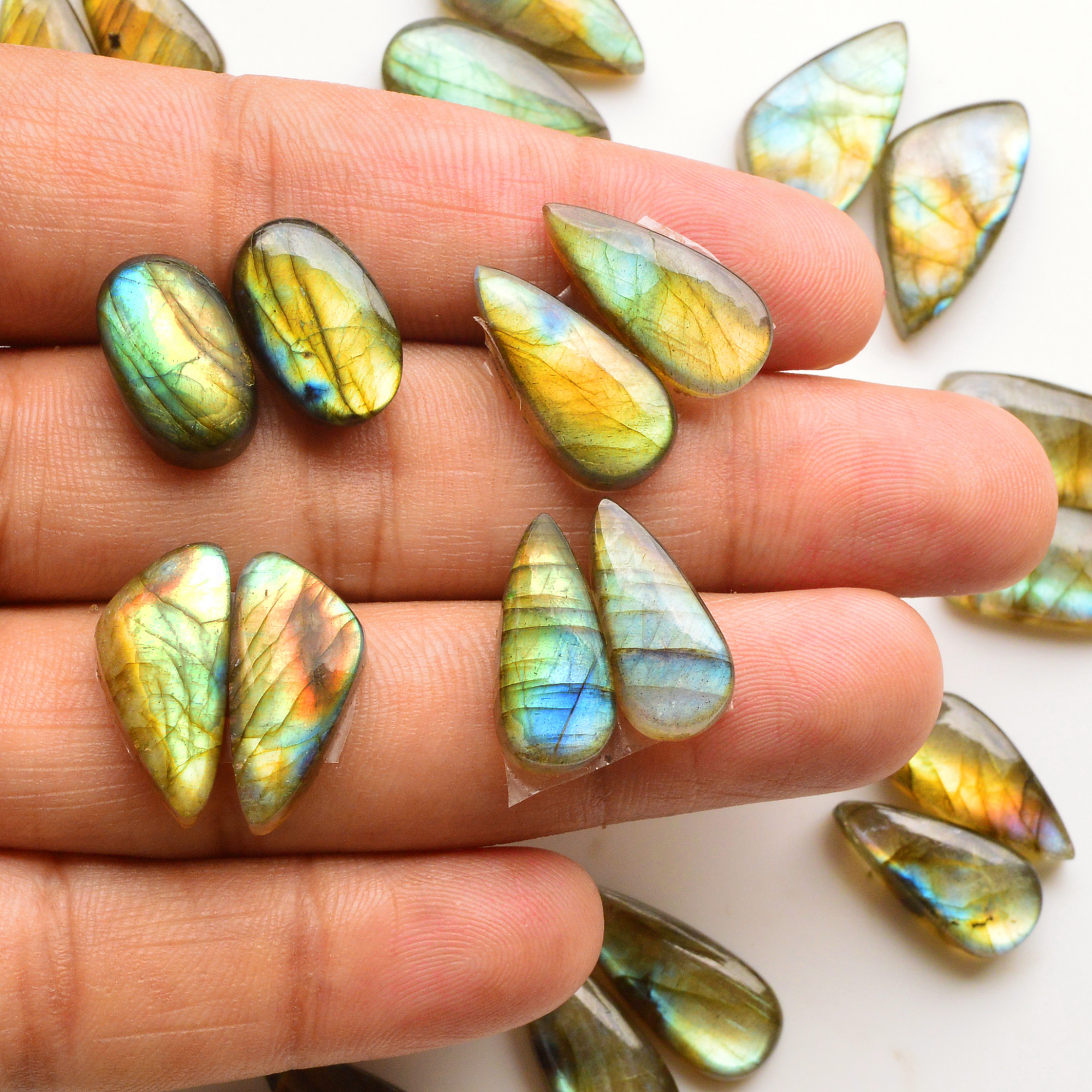 11 Pair 157Cts  Natural Labradorite Pair Gemstone Lot for jewellery making  21x9 15x10mm 19845