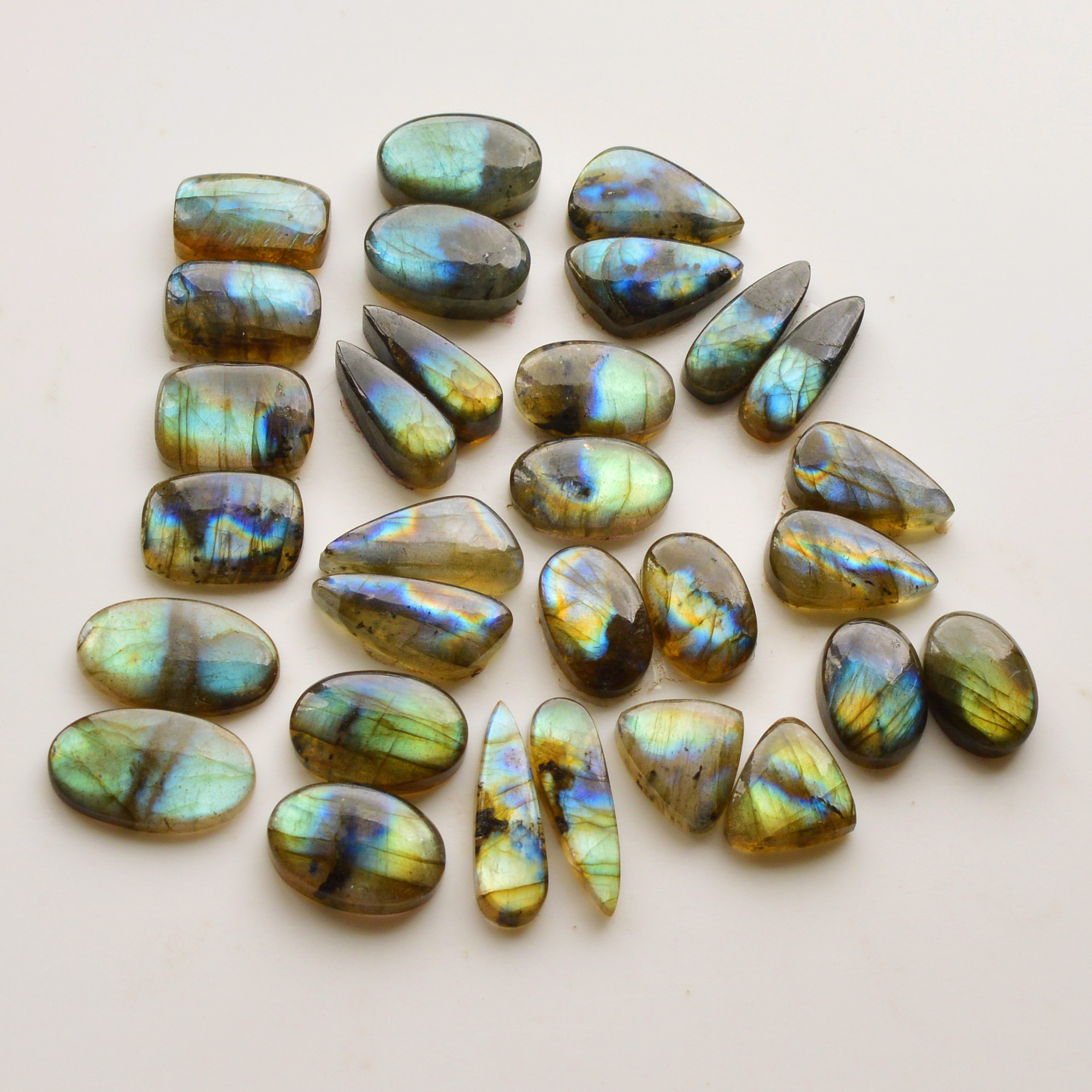 15 Pair 196Cts Natural Labradorite Pair Gemstone Lot for jewellery making 22x7 12x12mm 19846