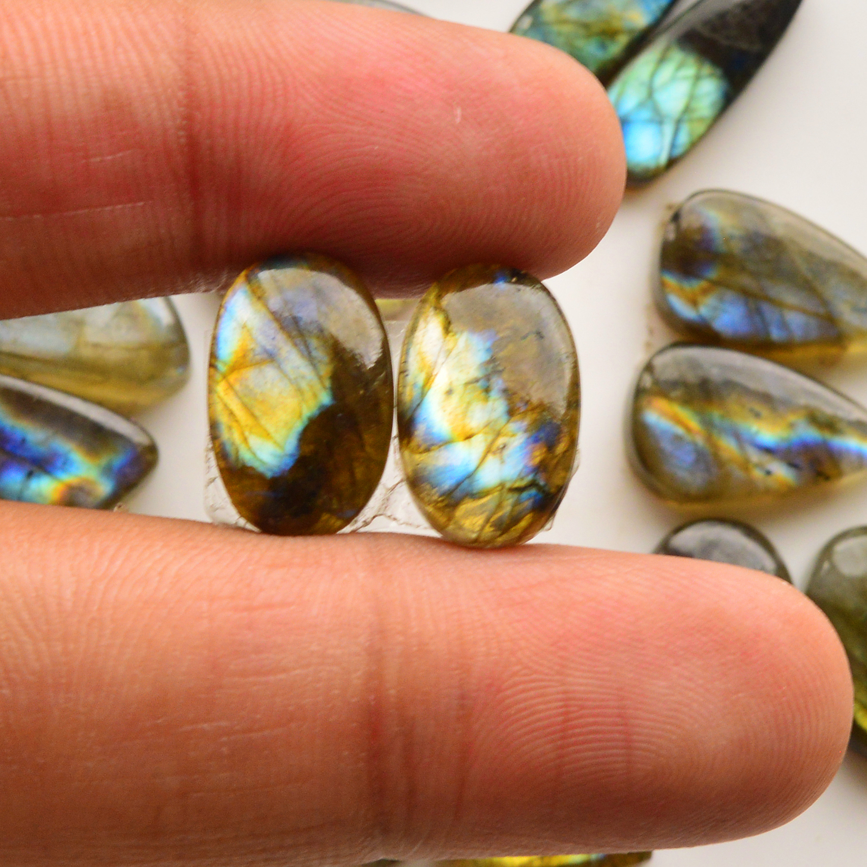 15 Pair 196Cts  Natural Labradorite Pair Gemstone Lot for jewellery making  22x7 12x12mm 19846