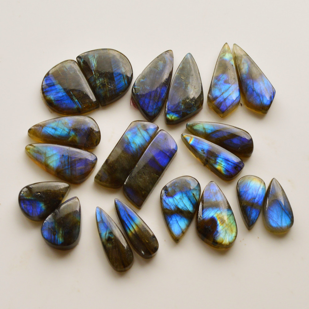 Image of 10 Pair 210Cts  Natural Labradorite Pair Gemstone Lot for jewellery making  28x9 18x11mm #19847