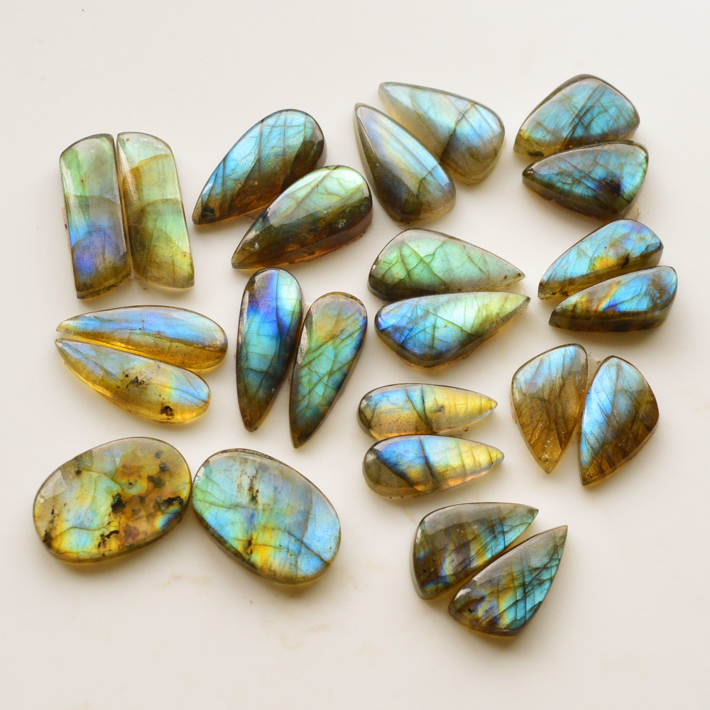 Image of 12 Pair 153Cts  Natural Labradorite Pair Gemstone Lot for jewellery making  23x8 18x7mm #19848