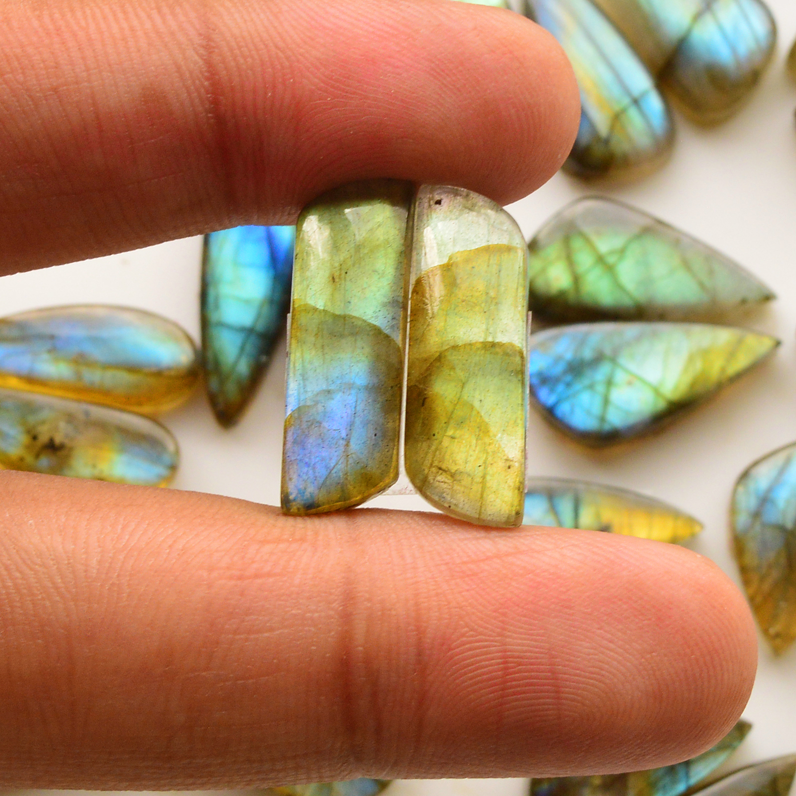 12 Pair 153Cts  Natural Labradorite Pair Gemstone Lot for jewellery making  23x8 18x7mm 19848