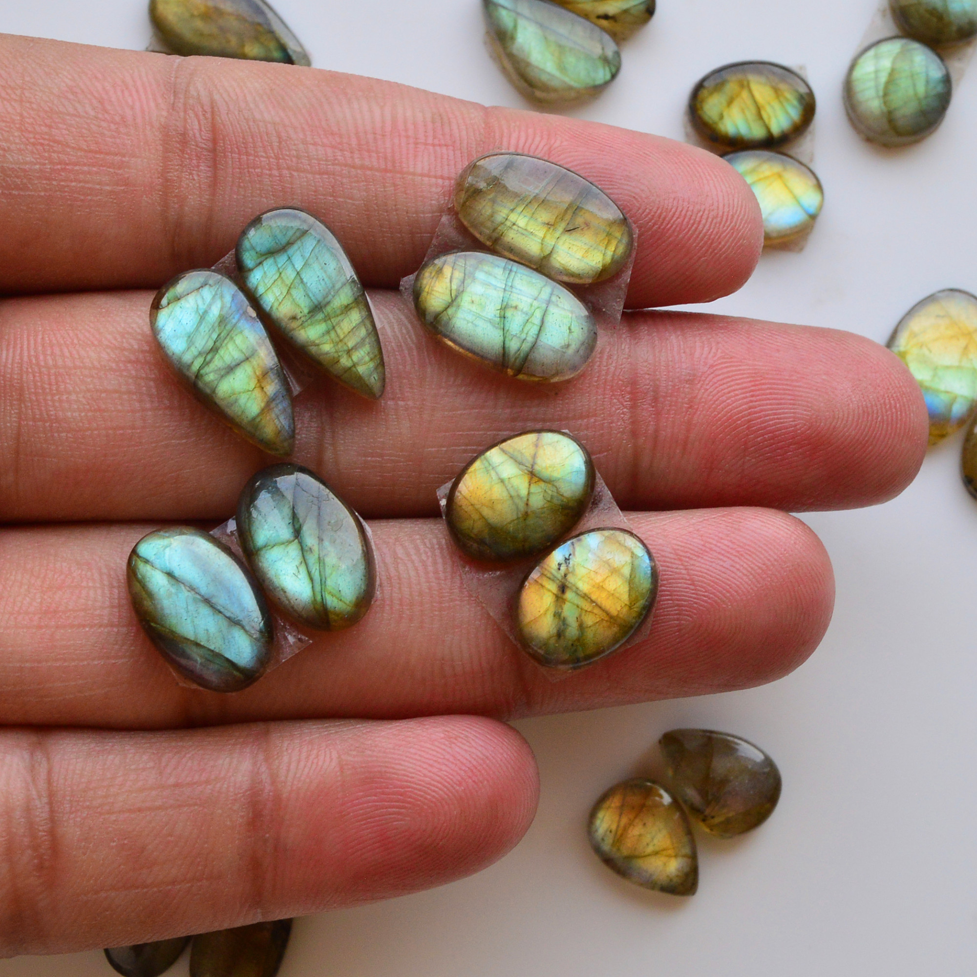 15 Pair 127Cts Natural Labradorite Pair Gemstone Lot for jewellery making 21x6 11x9mm 19849