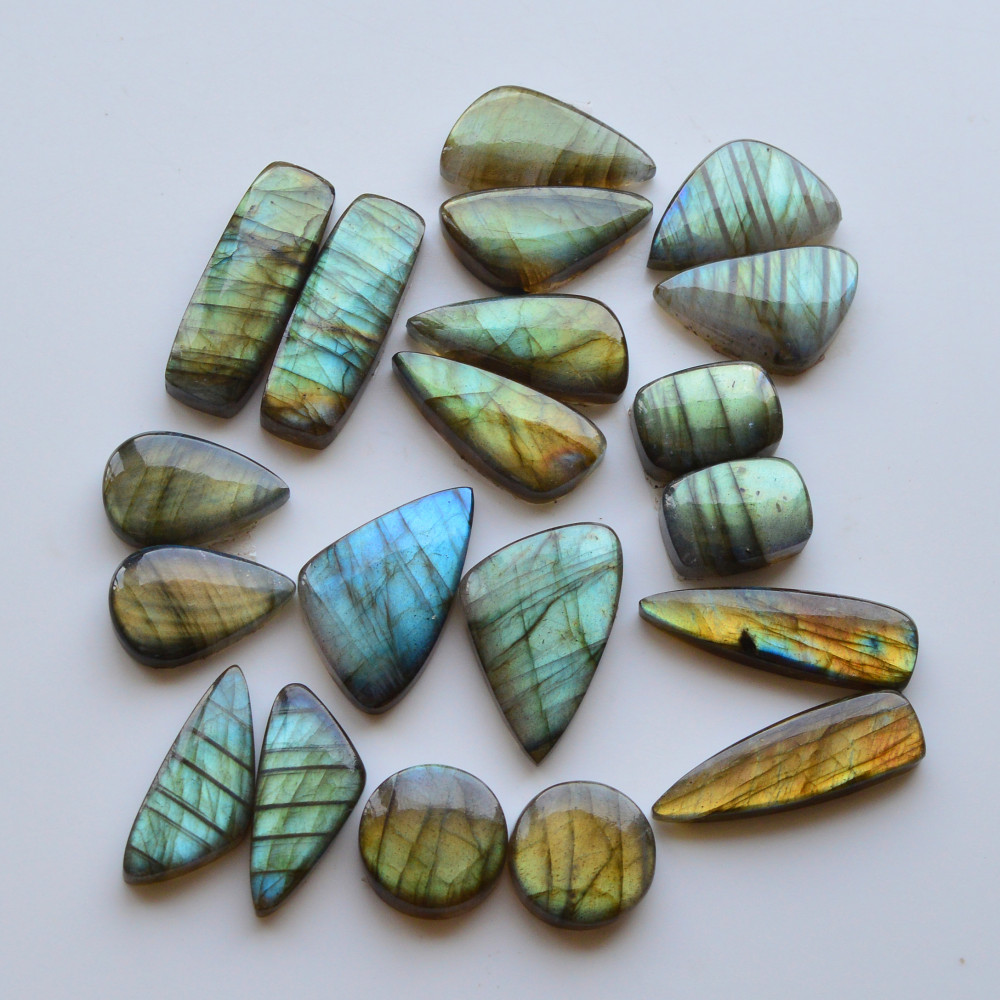 Image of 10 Pair 251Cts  Natural Labradorite Pair Gemstone Lot for jewellery making  30x10 15x15mm #19850