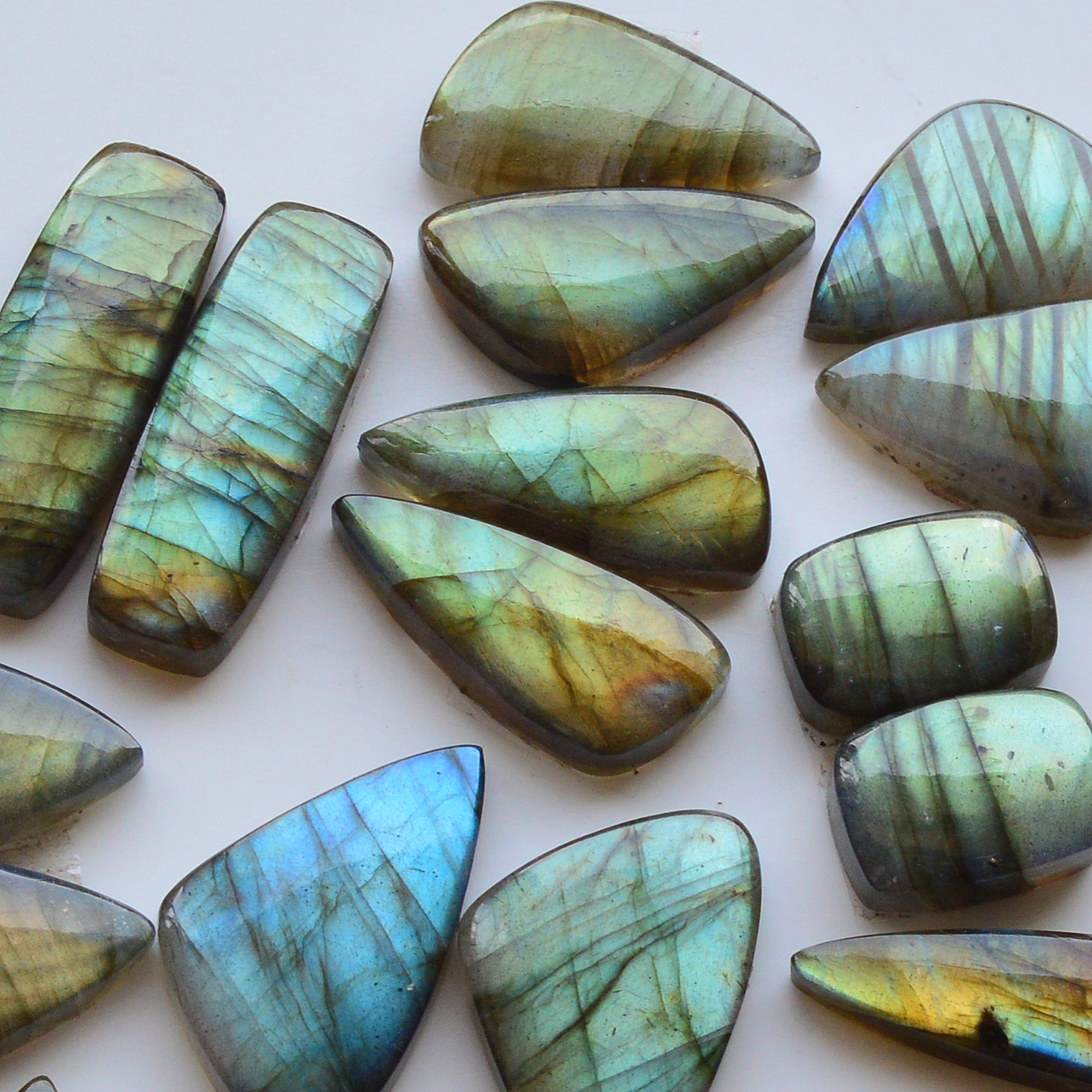 10 Pair 251Cts  Natural Labradorite Pair Gemstone Lot for jewellery making  30x10 15x15mm 19850