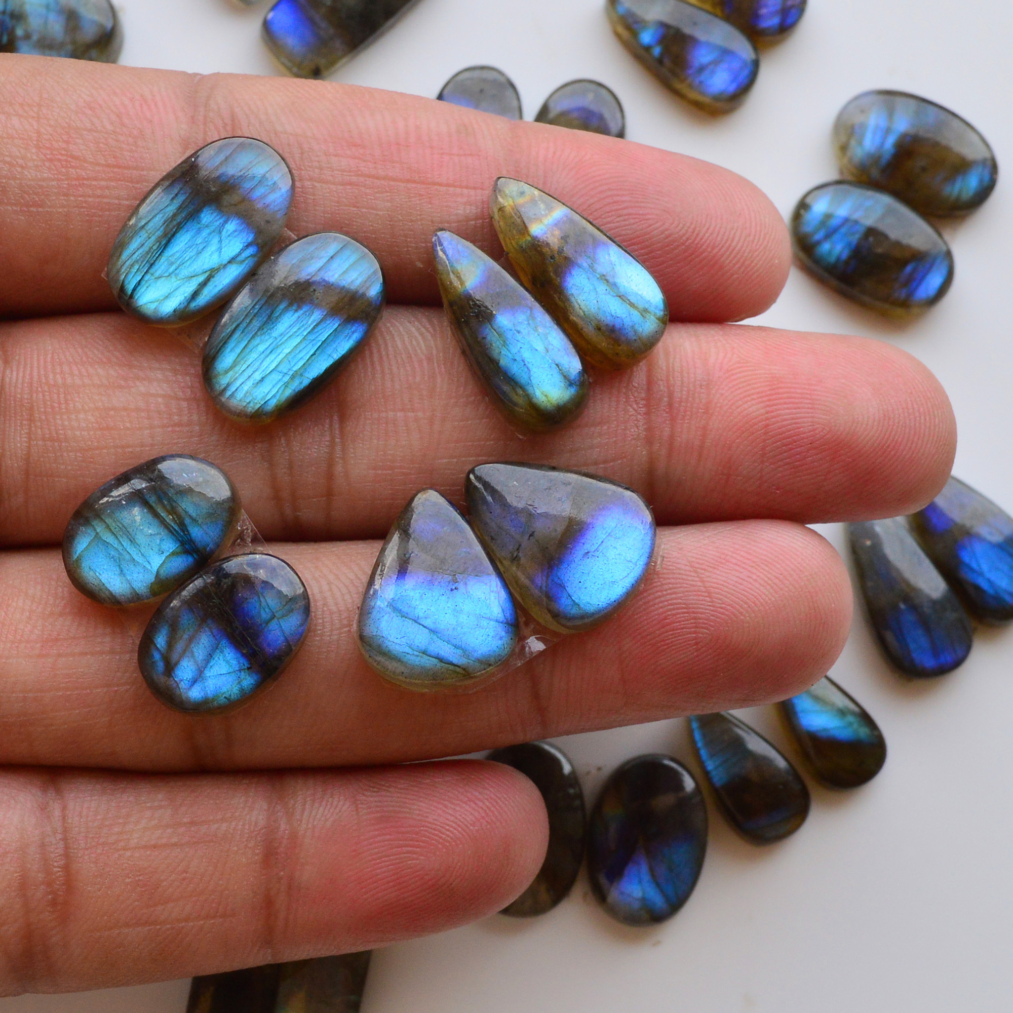14 Pair 184Cts  Natural Labradorite Pair Gemstone Lot for jewellery making  23x7 15x11mm 19851
