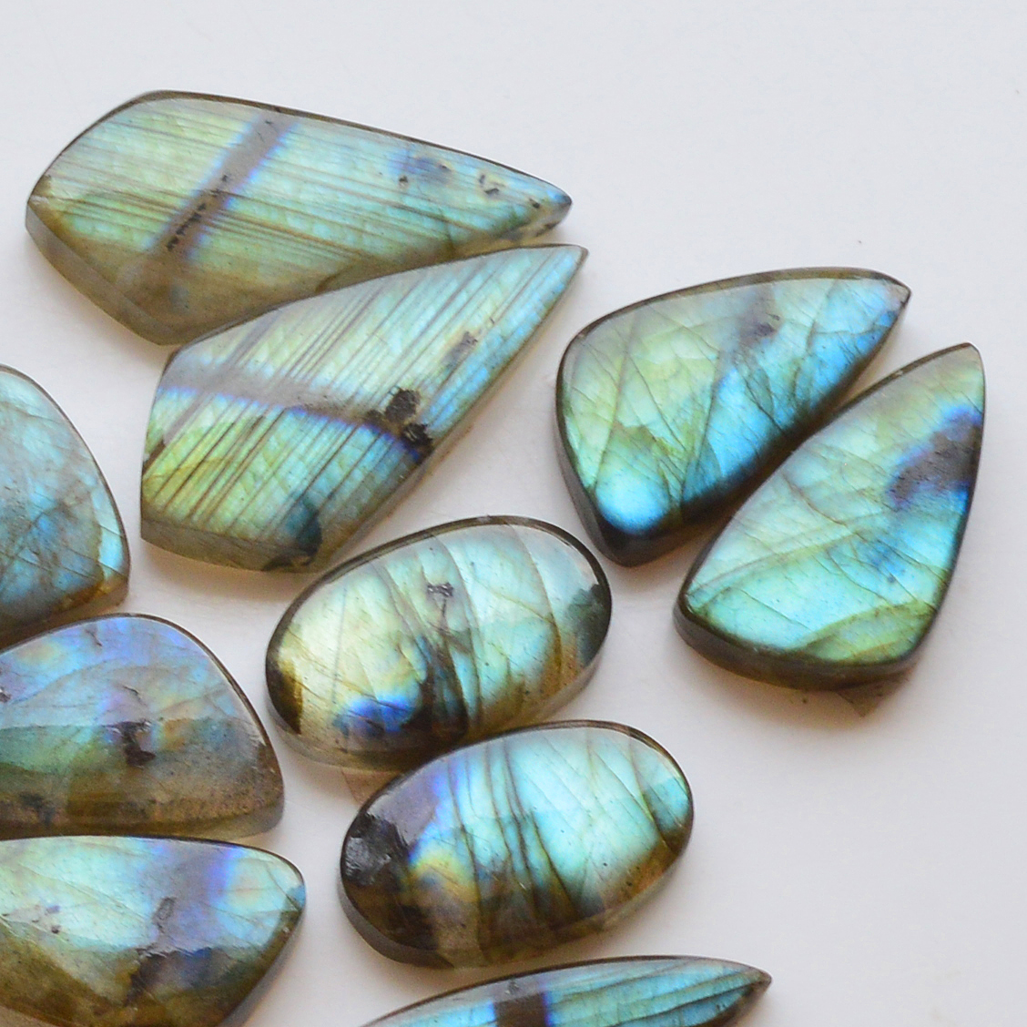 8 Pair 193Cts  Natural Labradorite Pair Gemstone Lot for jewellery making  29x15 19x12mm 19852