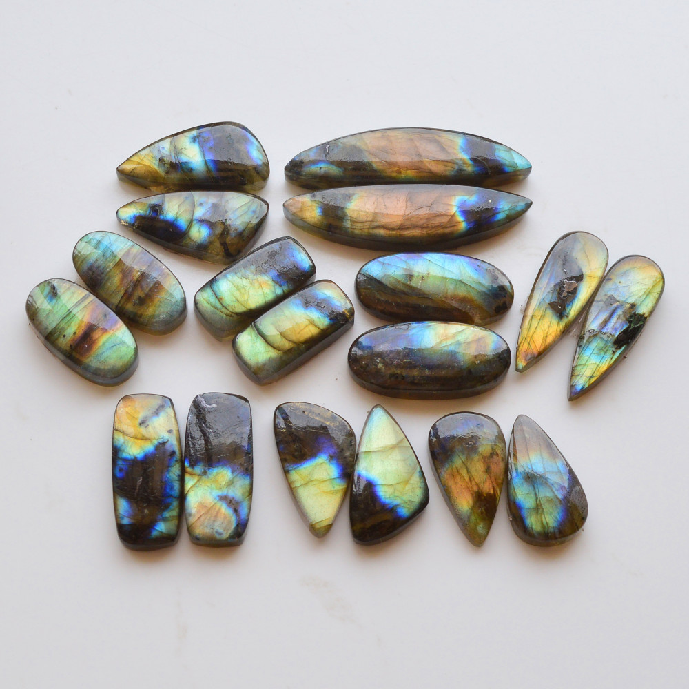 Image of 9 Pair 213Cts  Natural Labradorite Pair Gemstone Lot for jewellery making  38x10 20x10mm #19853