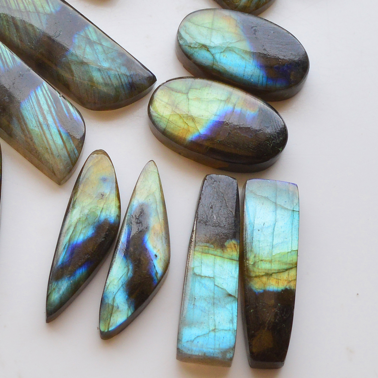 10 Pair 257Cts  Natural Labradorite Pair Gemstone Lot for jewellery making  30x8 25x10mm 19854