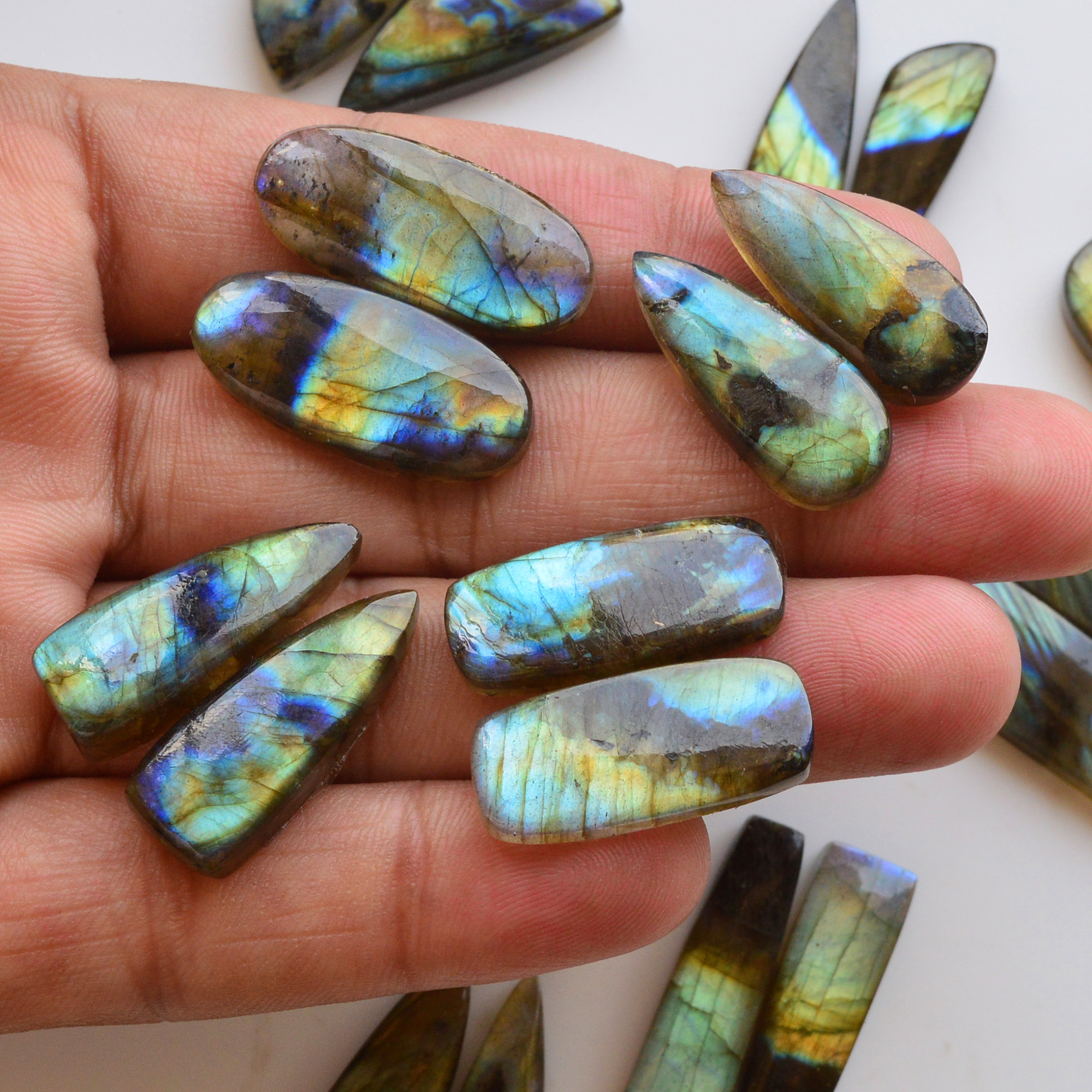 10 Pair 257Cts  Natural Labradorite Pair Gemstone Lot for jewellery making  30x8 25x10mm 19854