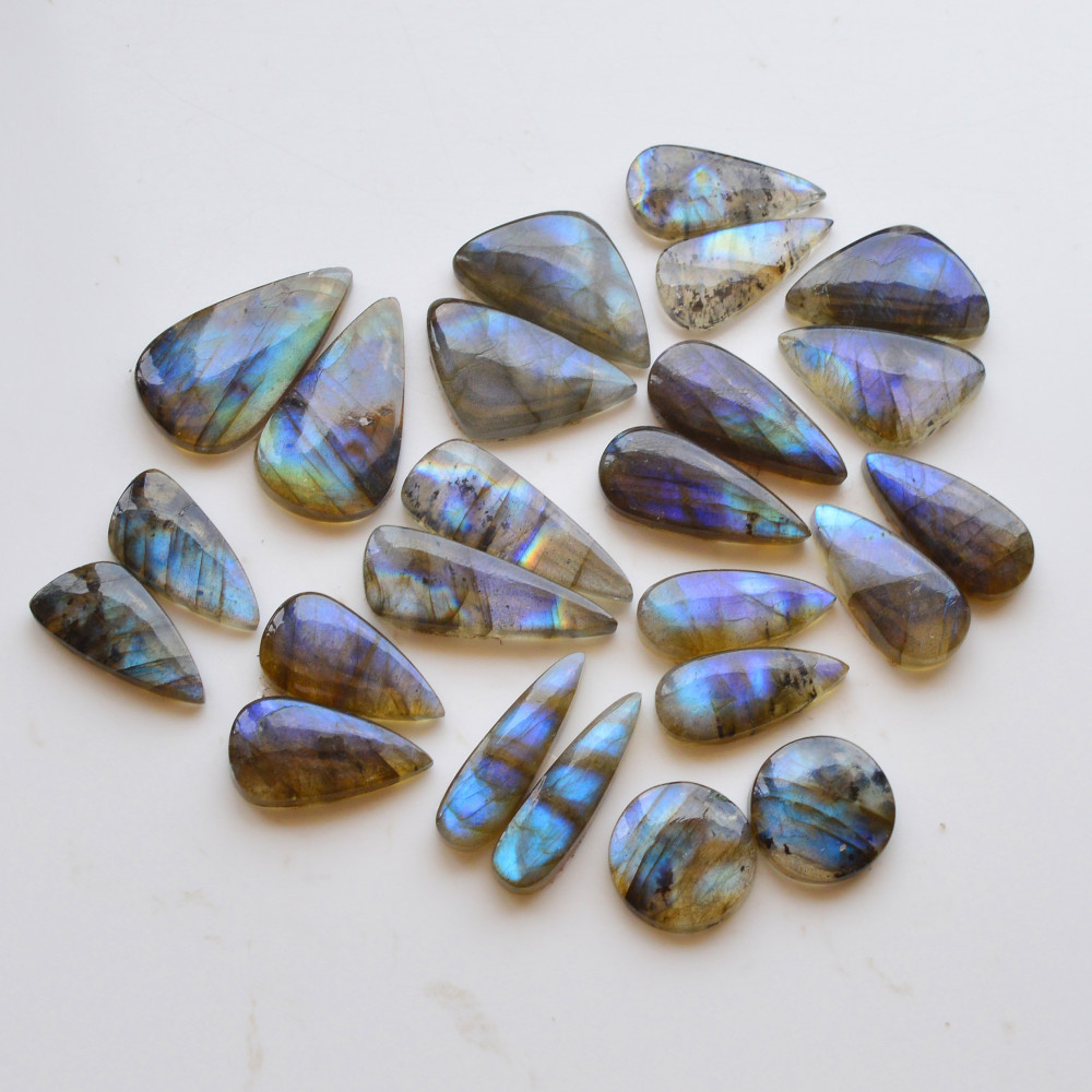 Image of 12 Pair 232Cts  Natural Labradorite Pair Gemstone Lot for jewellery making  27x15 15x15mm #19855