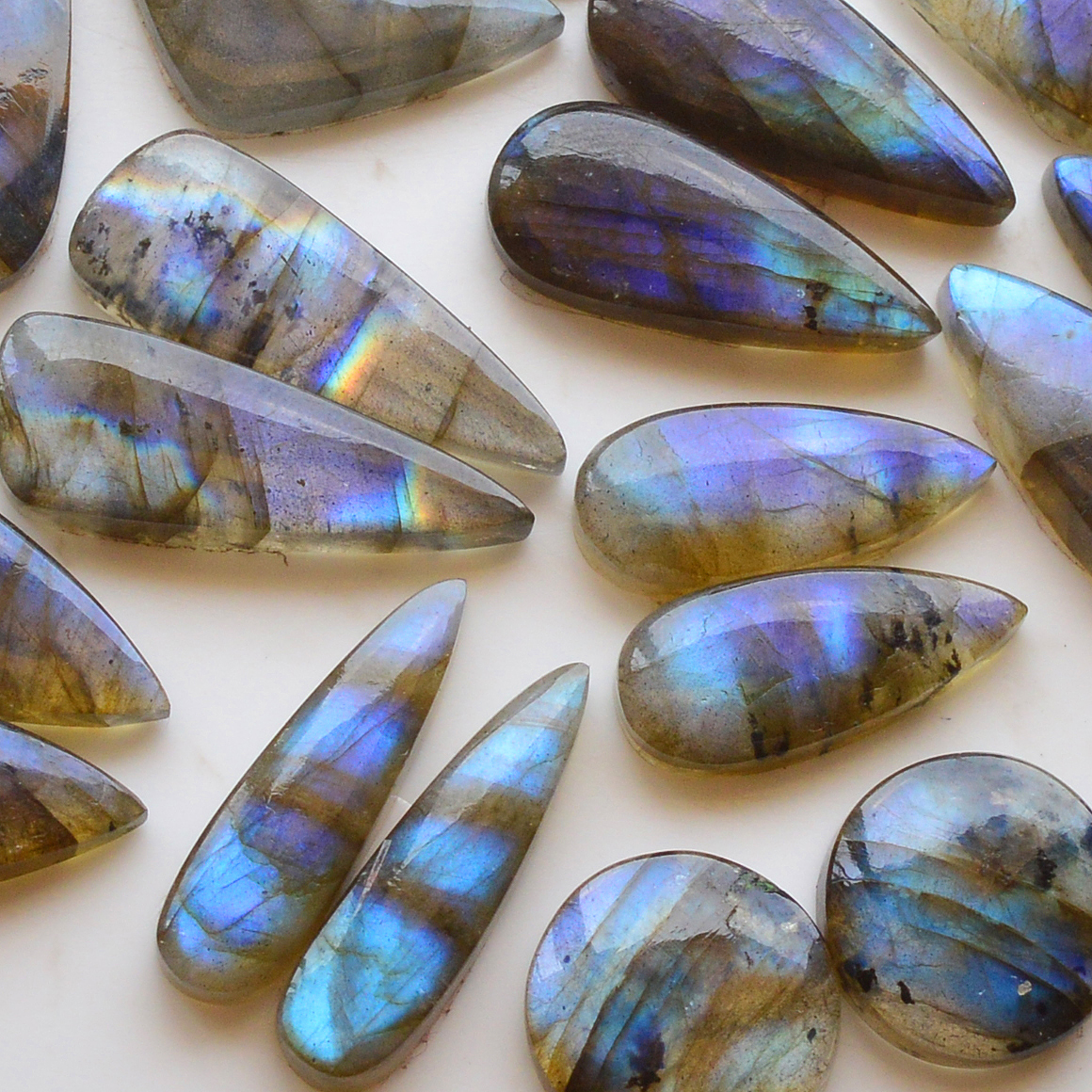 12 Pair 232Cts Natural Labradorite Pair Gemstone Lot for jewellery making 27x15 15x15mm 19855