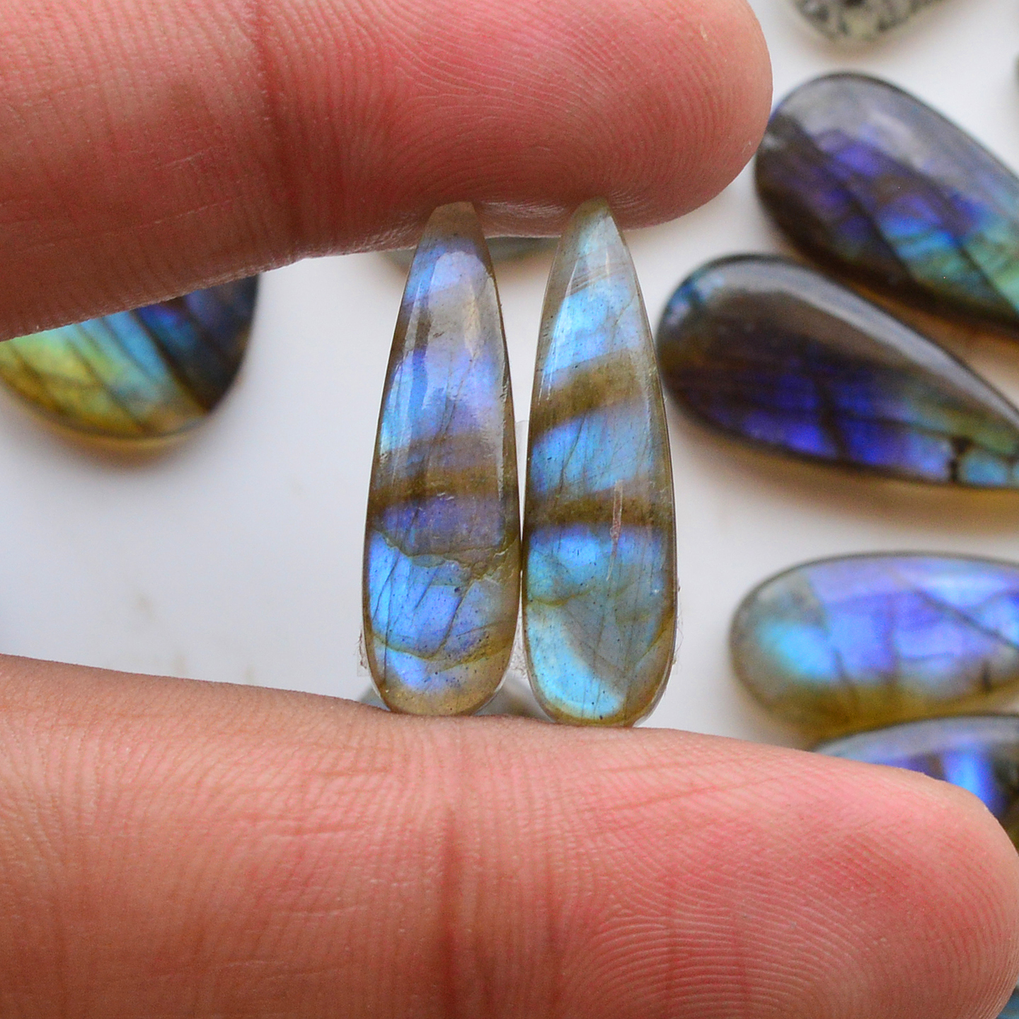 12 Pair 232Cts  Natural Labradorite Pair Gemstone Lot for jewellery making  27x15 15x15mm 19855