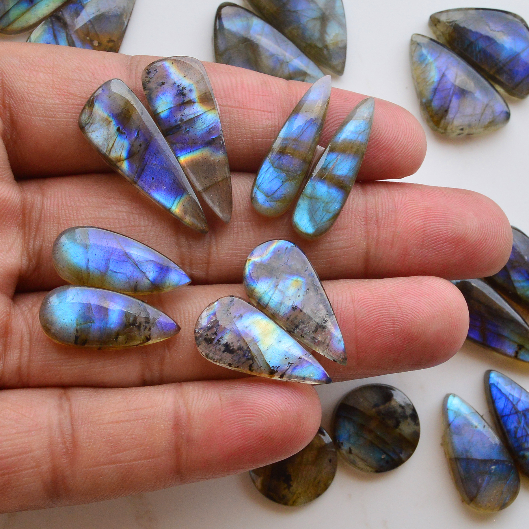 12 Pair 232Cts  Natural Labradorite Pair Gemstone Lot for jewellery making  27x15 15x15mm 19855