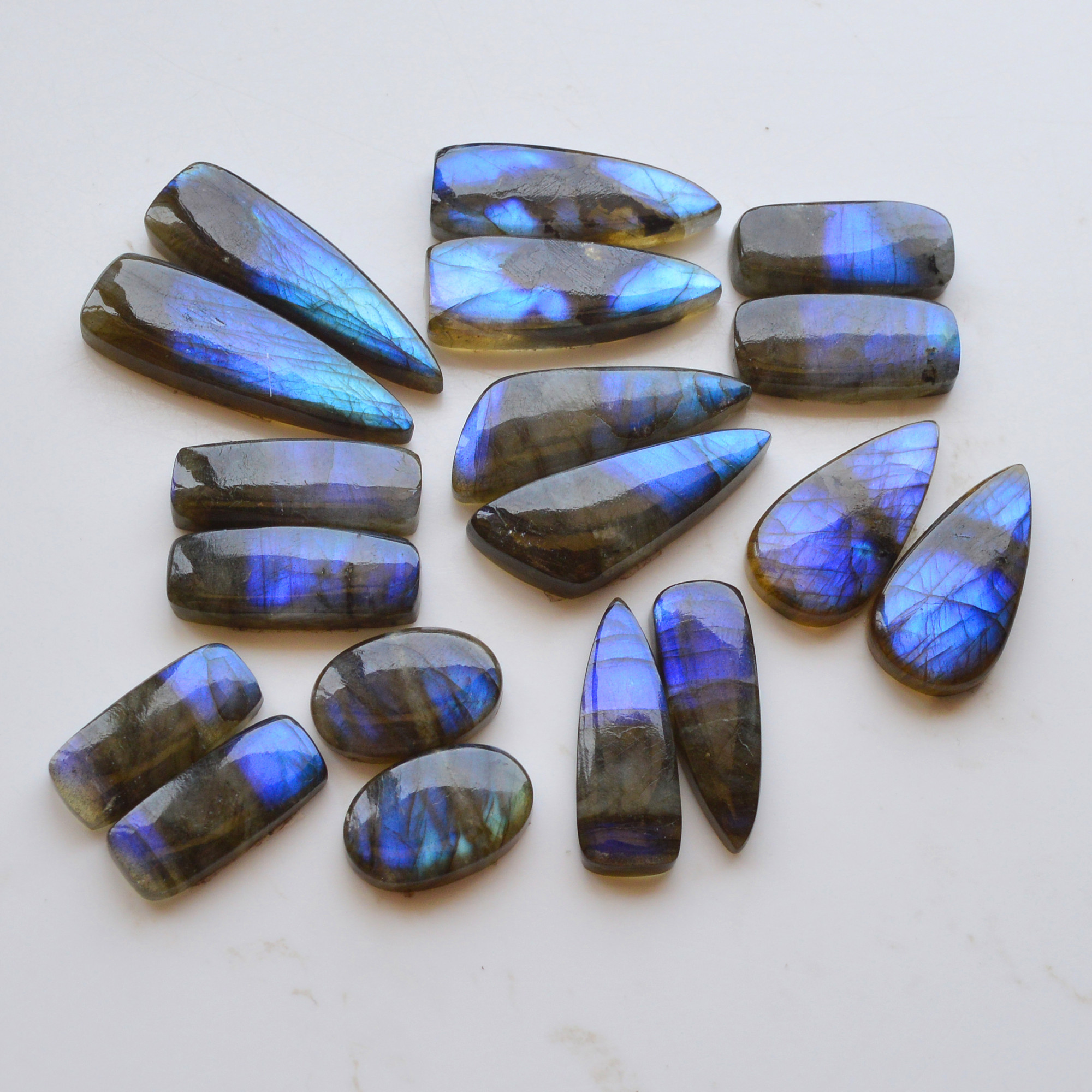9 Pair 229Cts  Natural Labradorite Pair Gemstone Lot for jewellery making  32x11 17x10mm 19856