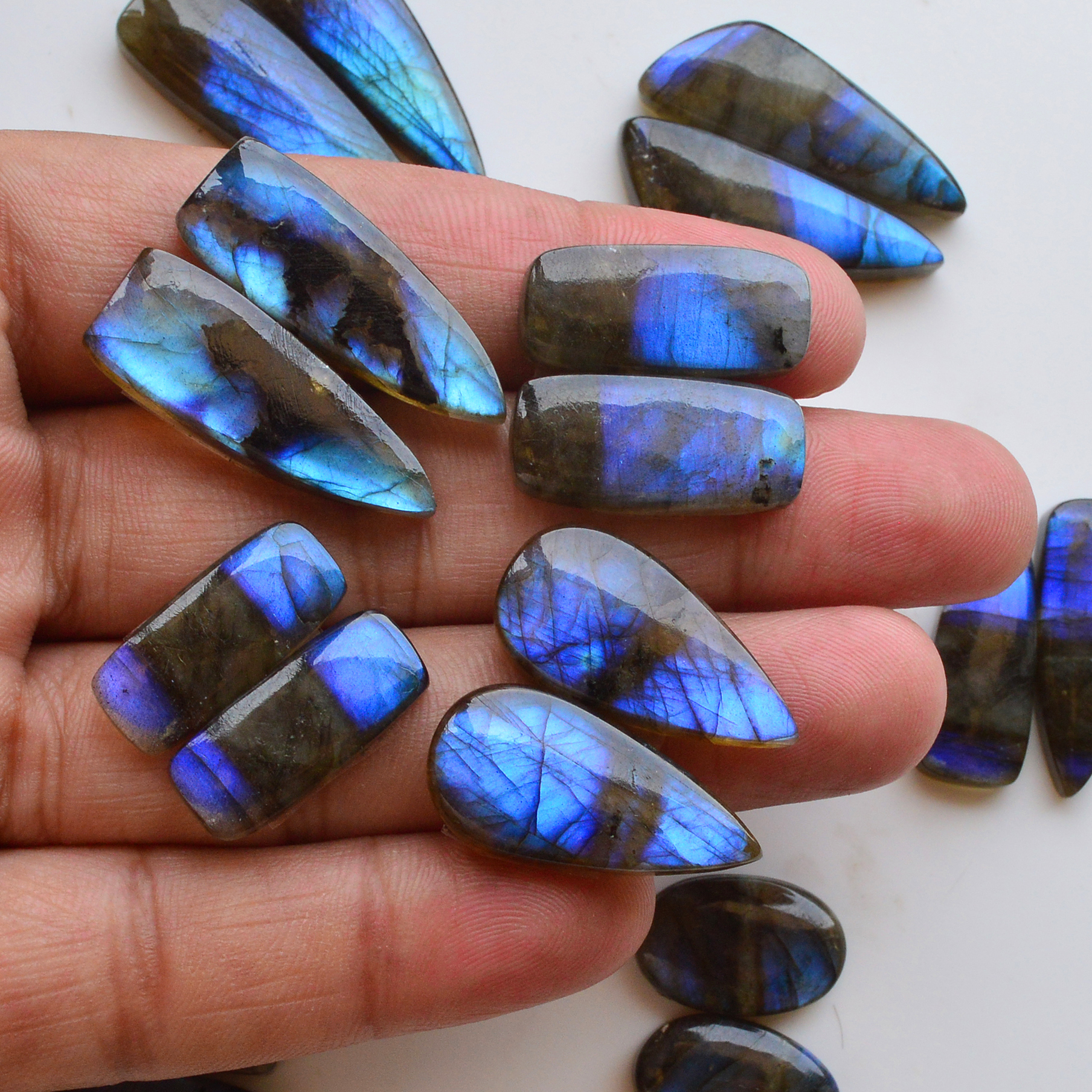9 Pair 229Cts  Natural Labradorite Pair Gemstone Lot for jewellery making  32x11 17x10mm 19856