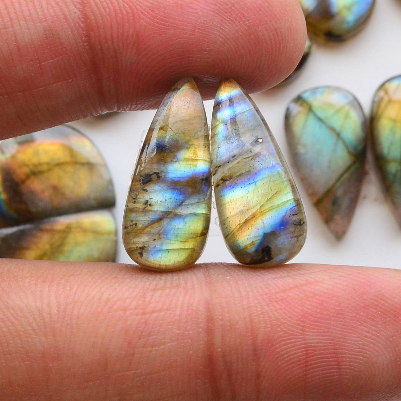 11 Pair 184Cts  Natural Labradorite Pair Gemstone Lot for jewellery making  22x15 17x13mm 19857