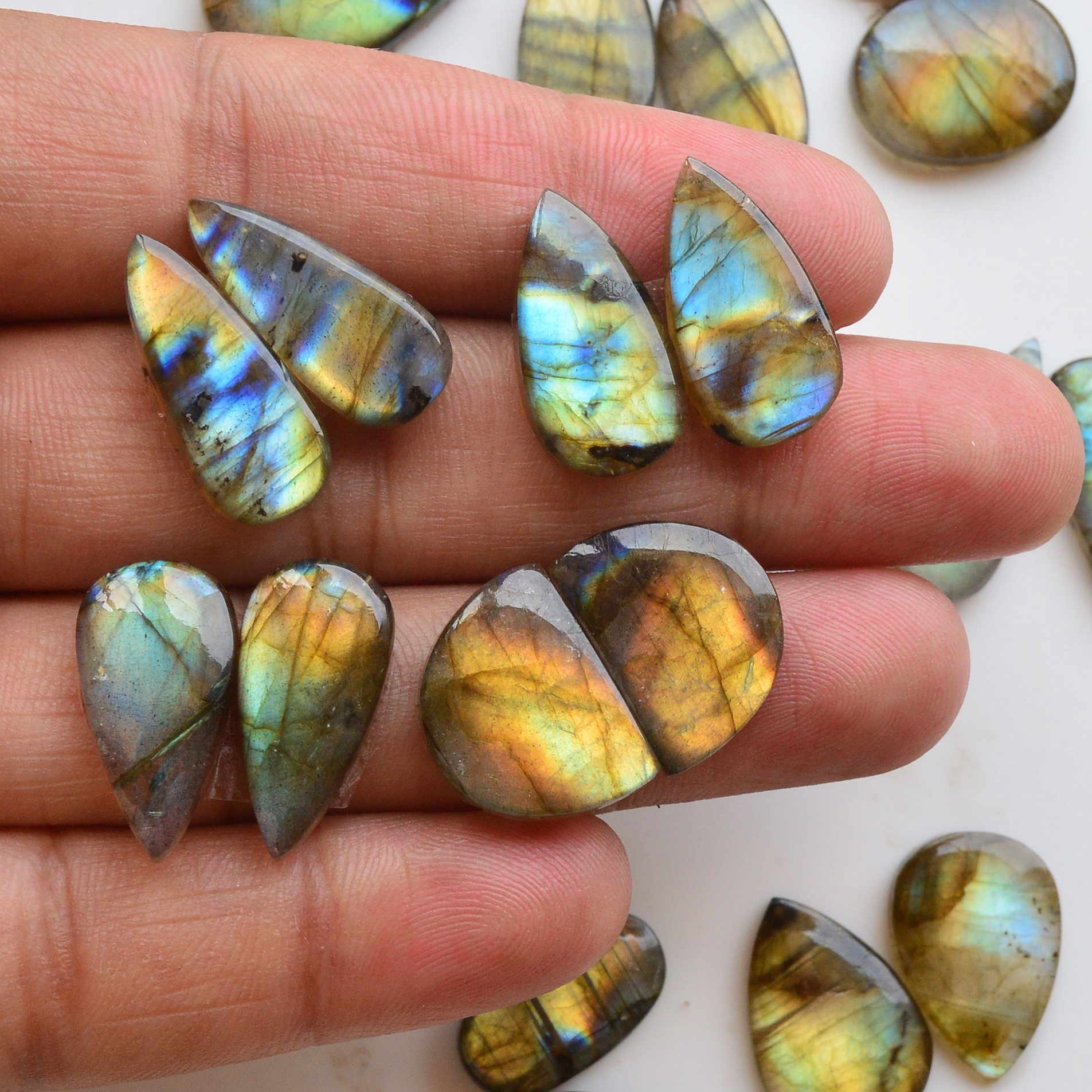 11 Pair 184Cts  Natural Labradorite Pair Gemstone Lot for jewellery making  22x15 17x13mm 19857
