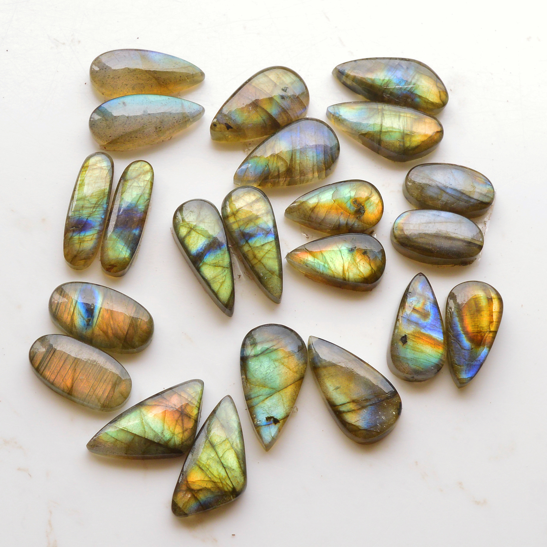 11 Pair 140Cts  Natural Labradorite Pair Gemstone Lot for jewellery making  20x8 15x8mm 19858