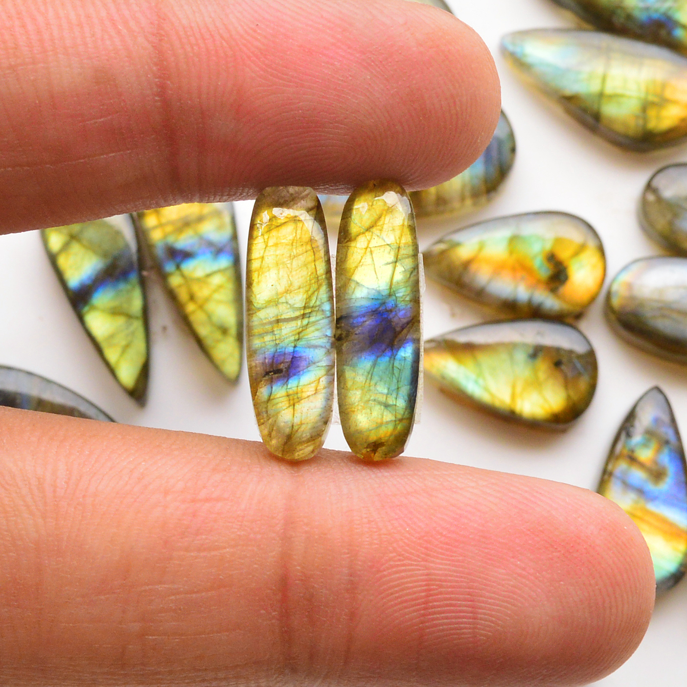 11 Pair 140Cts Natural Labradorite Pair Gemstone Lot for jewellery making 20x8 15x8mm 19858