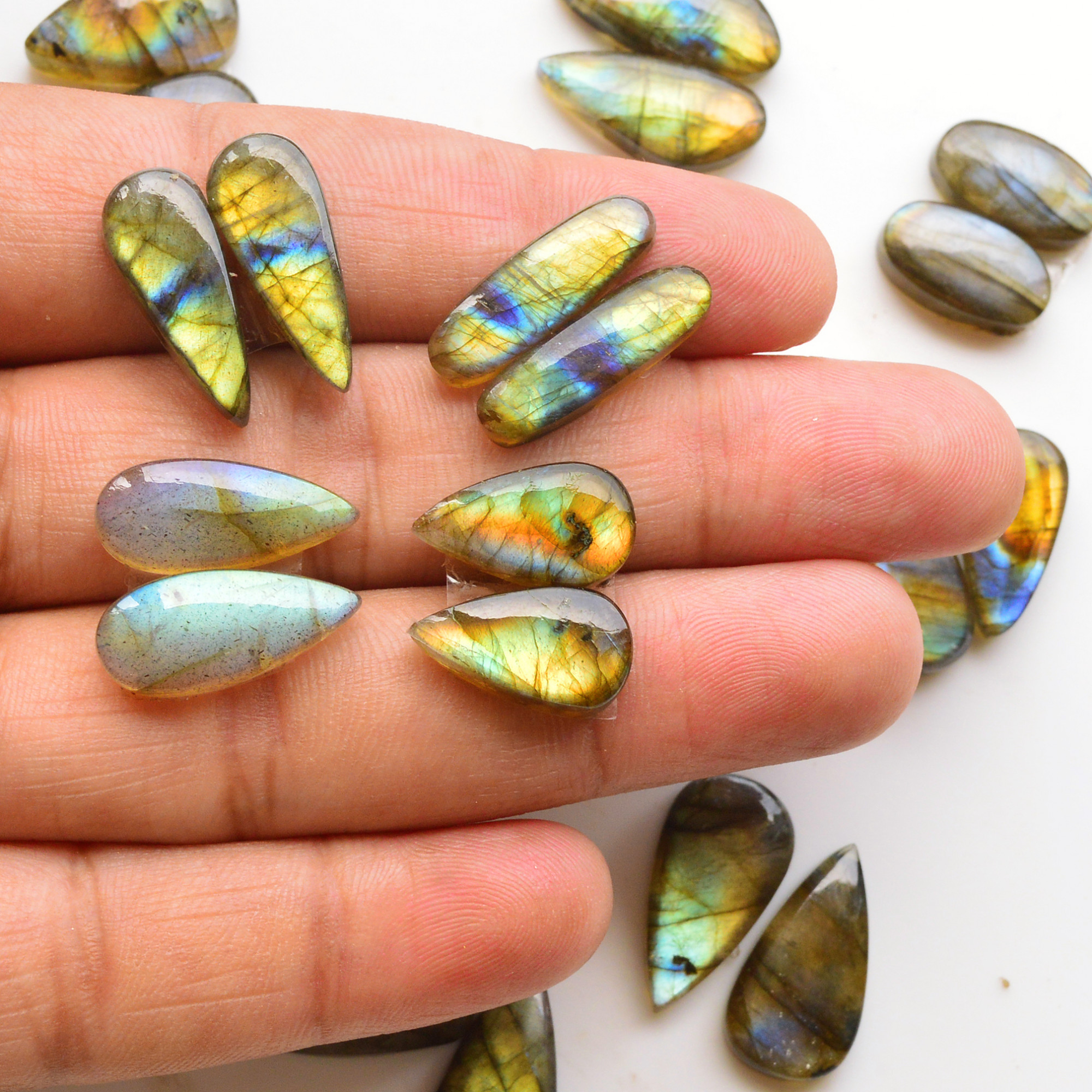 11 Pair 140Cts  Natural Labradorite Pair Gemstone Lot for jewellery making  20x8 15x8mm 19858