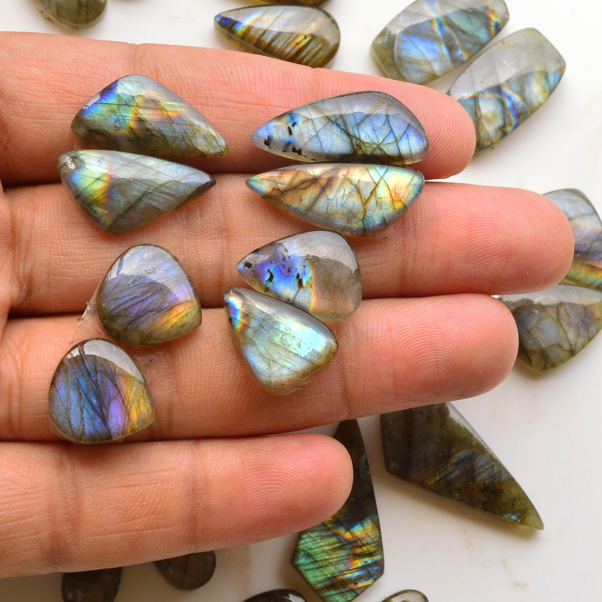 12 Pair 230Cts  Natural Labradorite Pair Gemstone Lot for jewellery making  30x14 14x14mm 19860