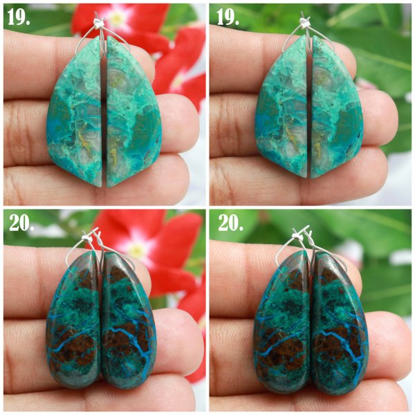 Natural Chrysocolla Side Horizontal Drill Earring Pair Loose Gemstone