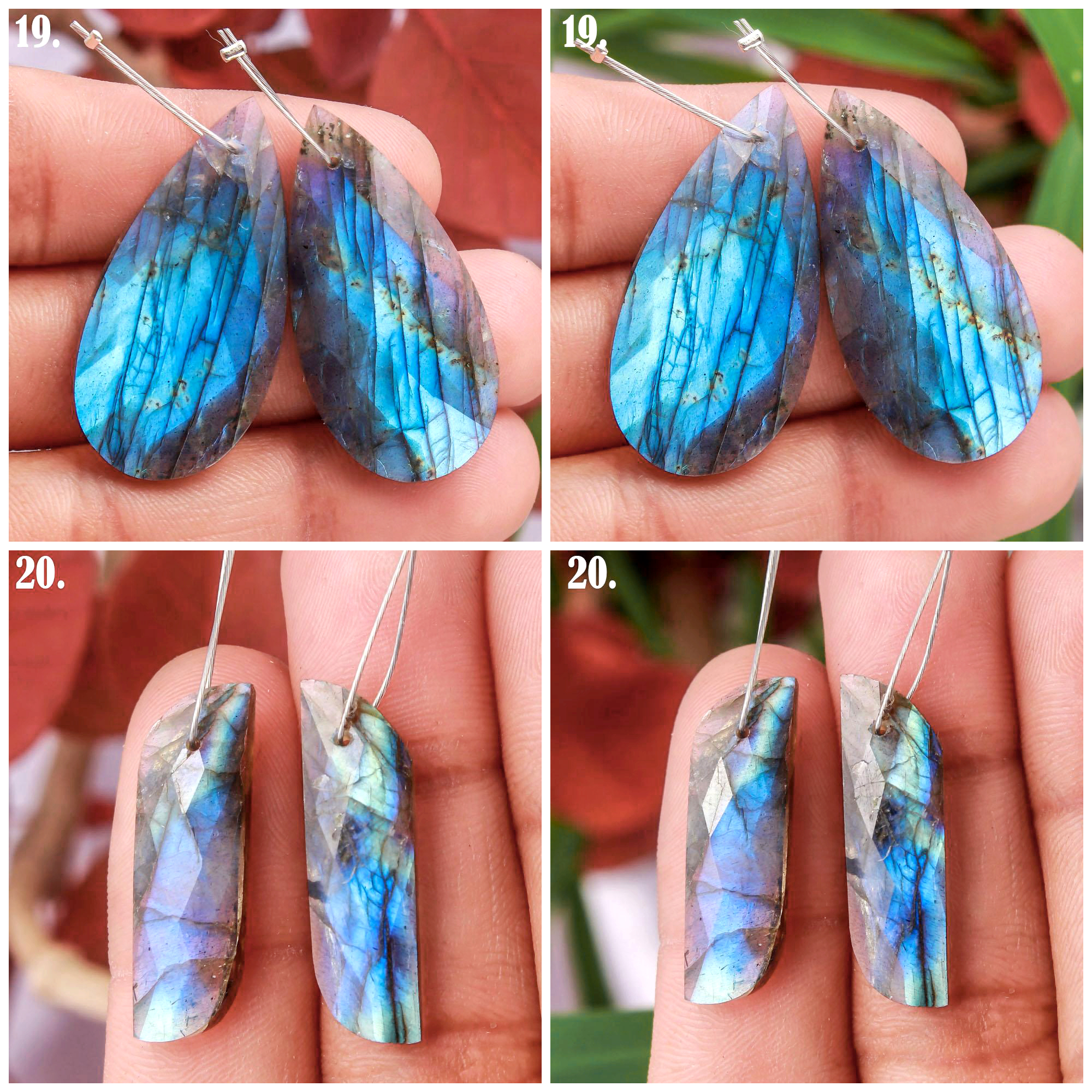 Front To Back Drilled Natural Faceted Labradorite  Earring Pair Loose Gemstone