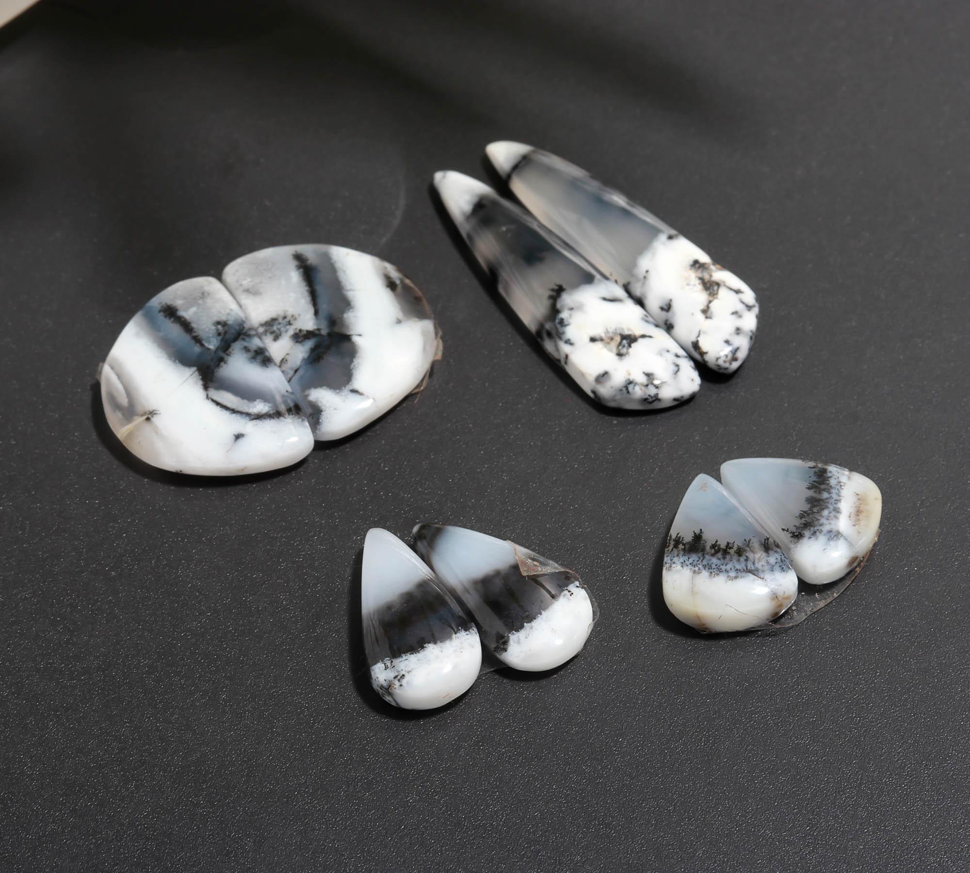13 Pair 148 Cts  Natural Dendrite Agate Pair Cabochon Lot Loose Gemstones Jewelry Making 31x7 12x8mm 20017