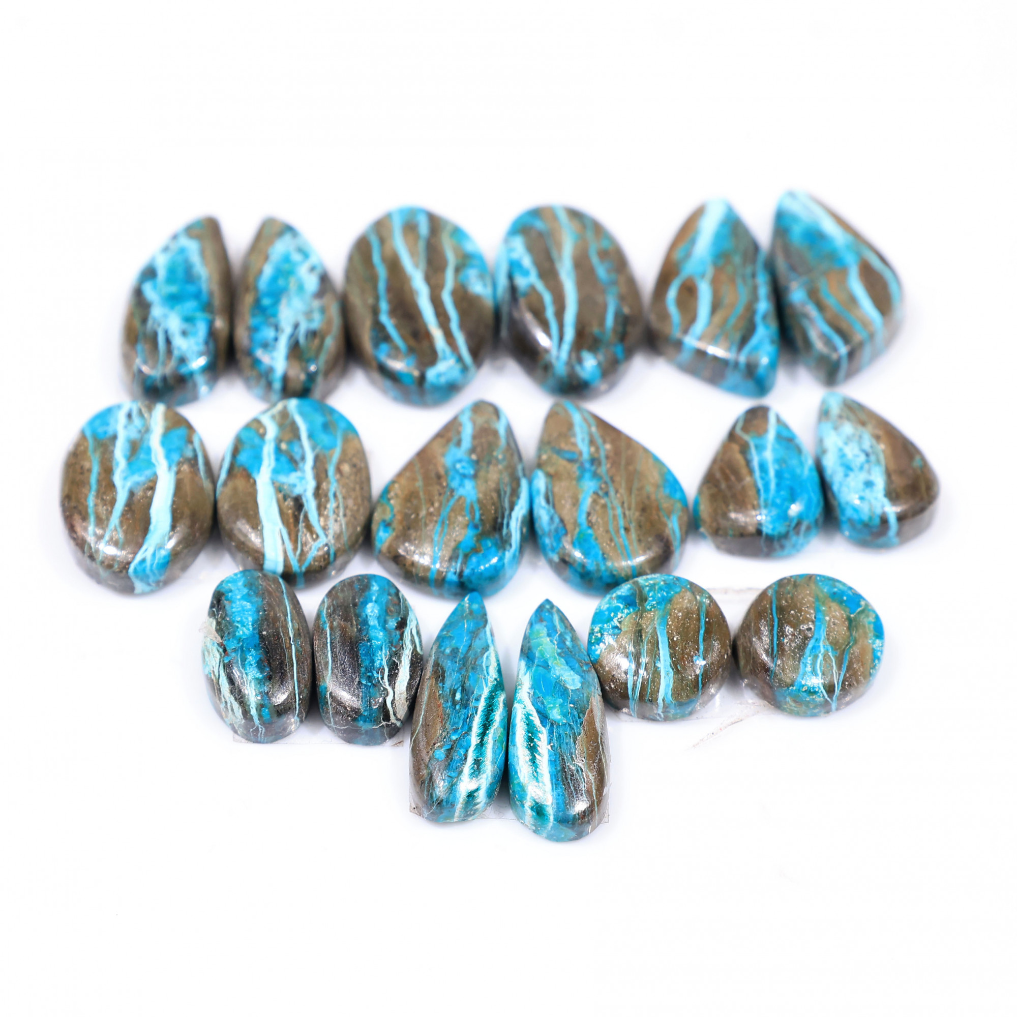 9 Pair 96 Cts  Natural chrysocolla Cabochon Gemstone Pairs Lot for Earrings Jewelry Making 17x11 10x10mm 20118