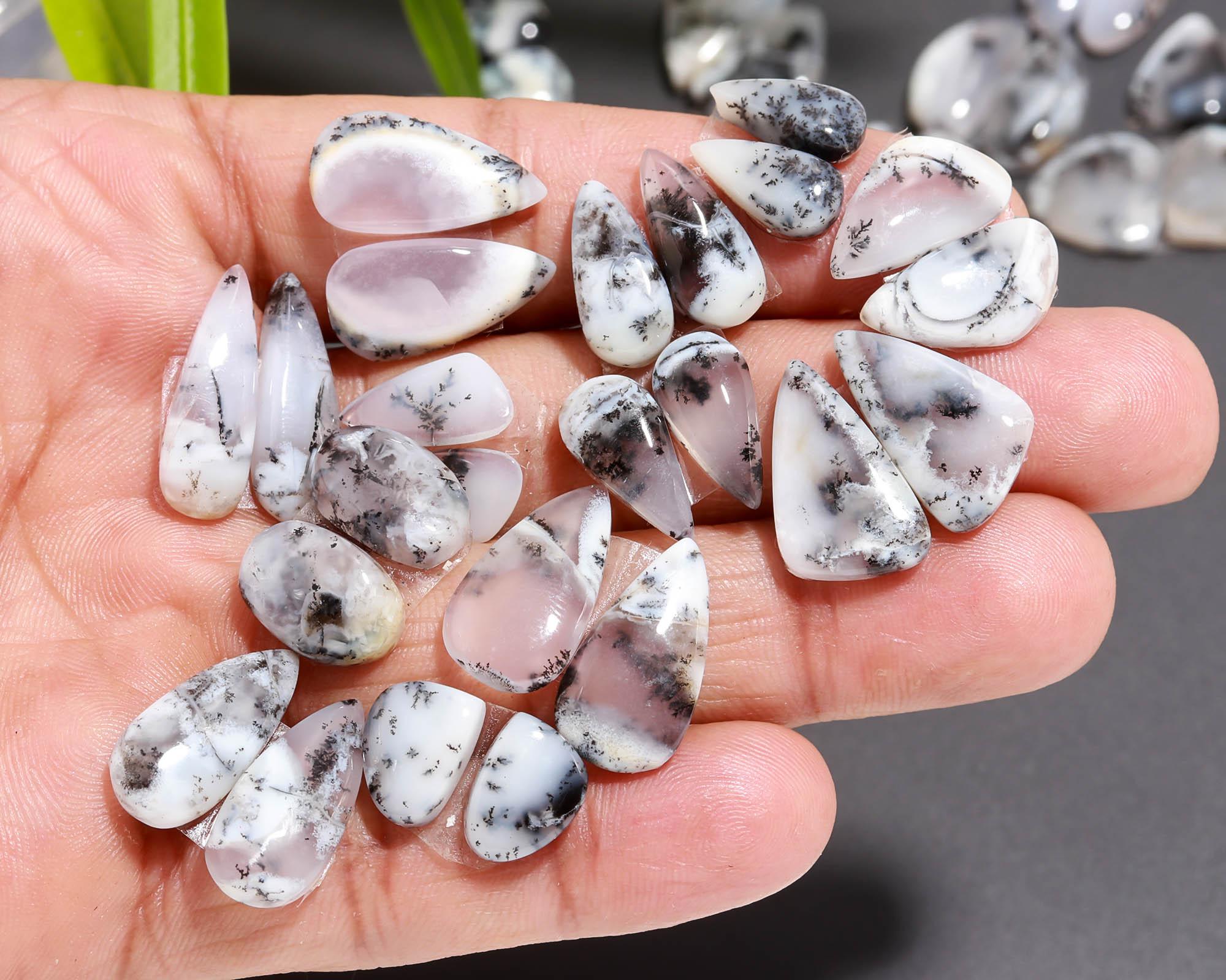 21 Pair 62 Cts Natural Dendrite Agate Pair Cabochon Lot Loose Gemstones Jewelry Making 22x6 10x6mm 20020