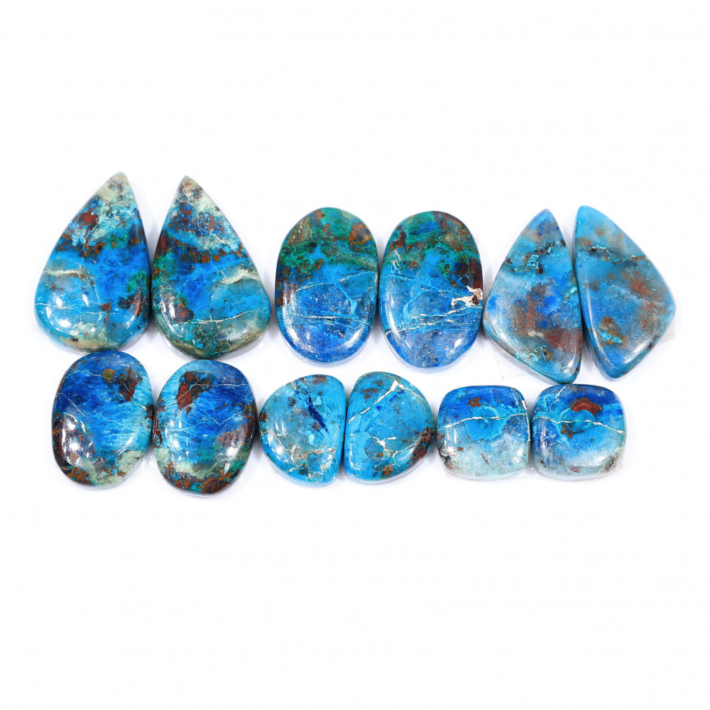 Image of 6 Pair 94 Cts  Natural chrysocolla Cabochon Gemstone Pairs Lot for Earrings Jewelry Making 23x13 10x10mm #20120