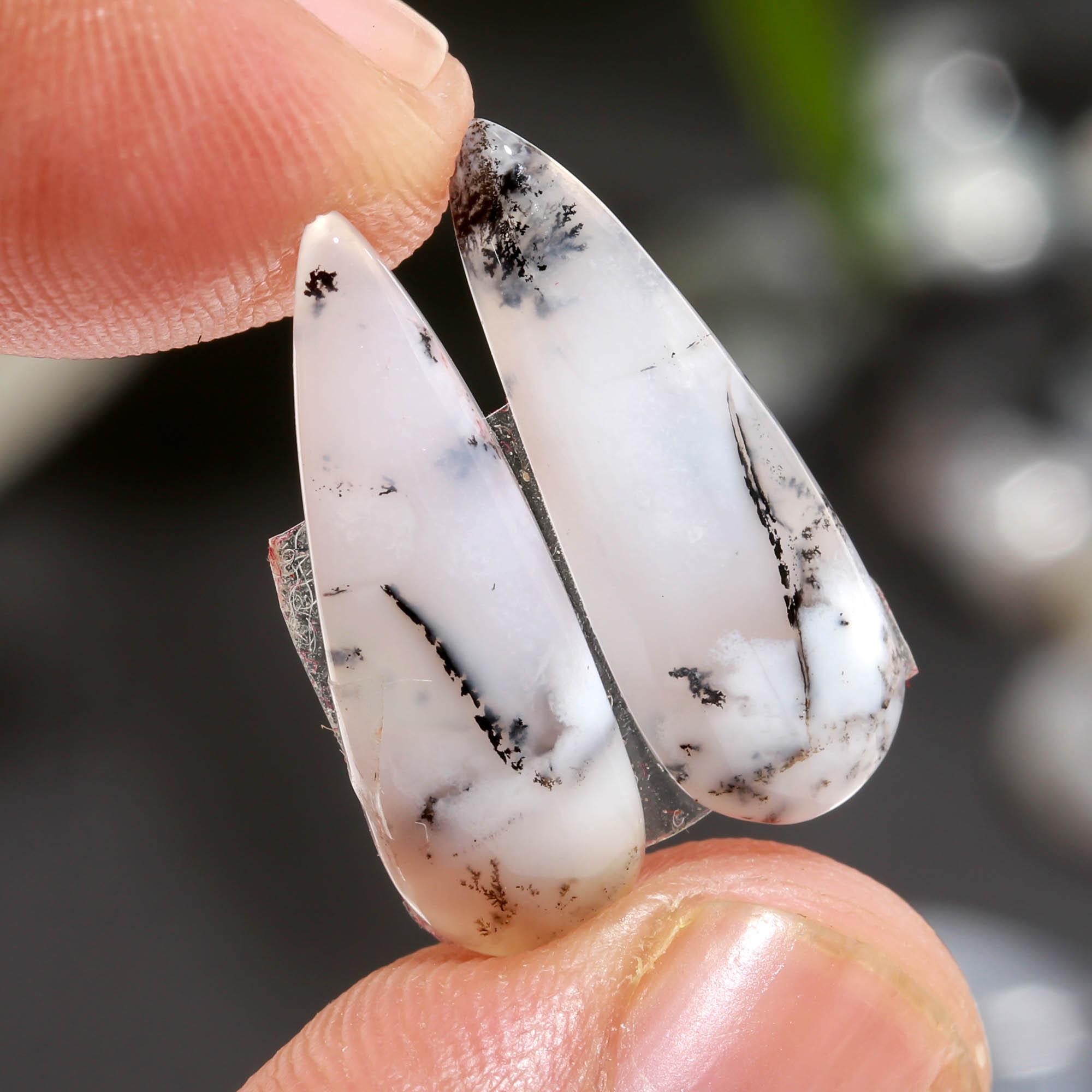 21 Pair 62 Cts  Natural Dendrite Agate Pair Cabochon Lot Loose Gemstones Jewelry Making 22x6 10x6mm 20020