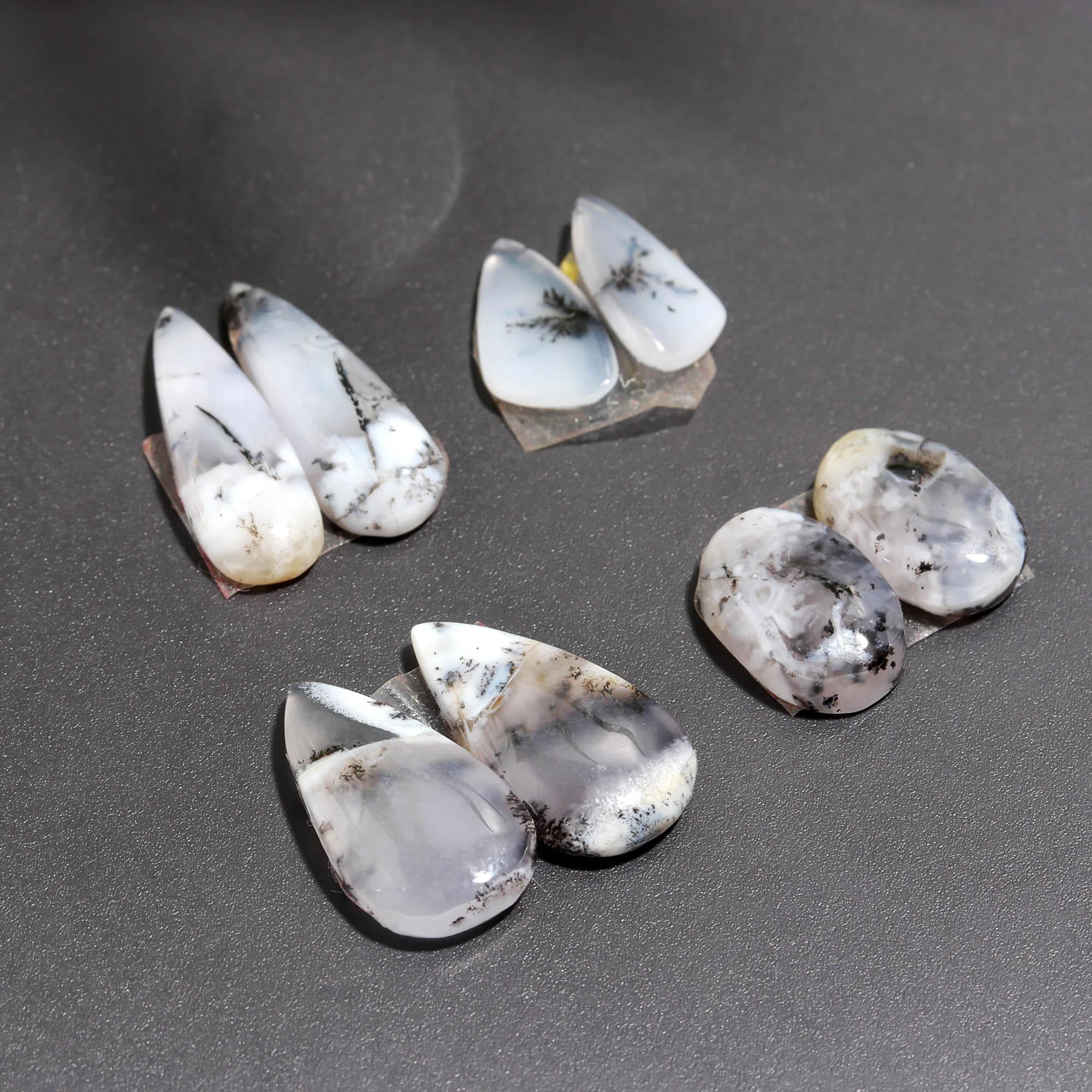 21 Pair 62 Cts  Natural Dendrite Agate Pair Cabochon Lot Loose Gemstones Jewelry Making 22x6 10x6mm 20020