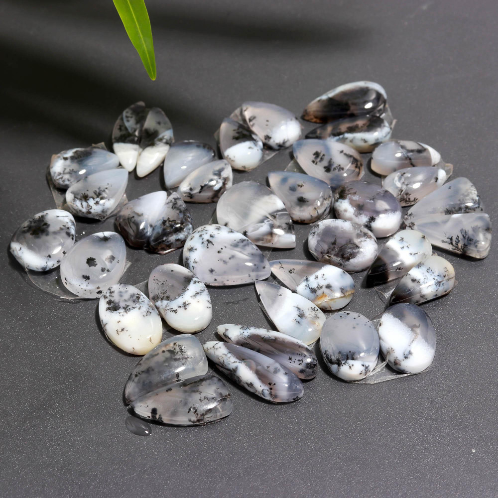 Image of 18 Pair 109 Cts  Natural Dendrite Agate Pair Cabochon Lot Loose Gemstones Jewelry Making 15x10 10x6mm #20021