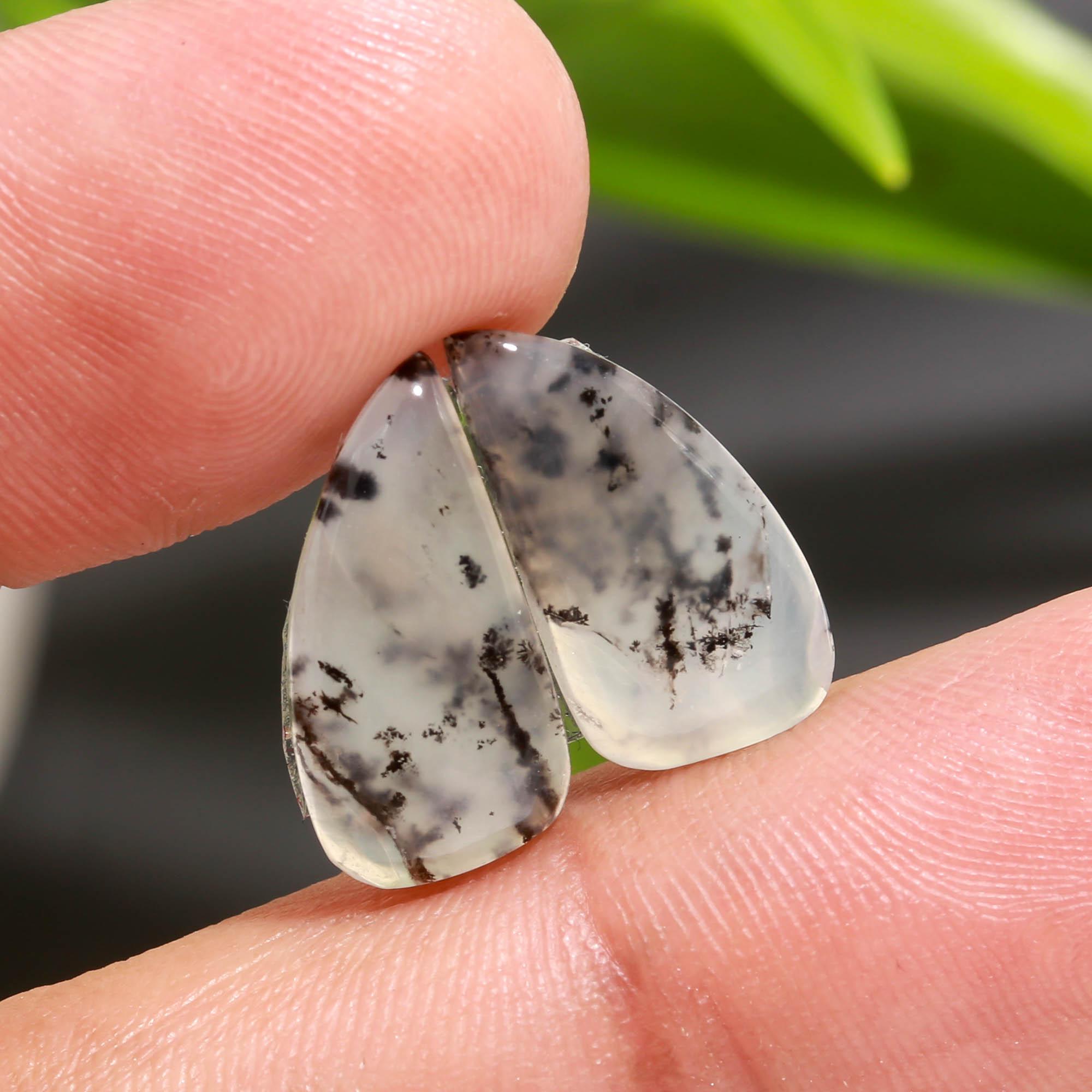 18 Pair 109 Cts  Natural Dendrite Agate Pair Cabochon Lot Loose Gemstones Jewelry Making 15x10 10x6mm 20021