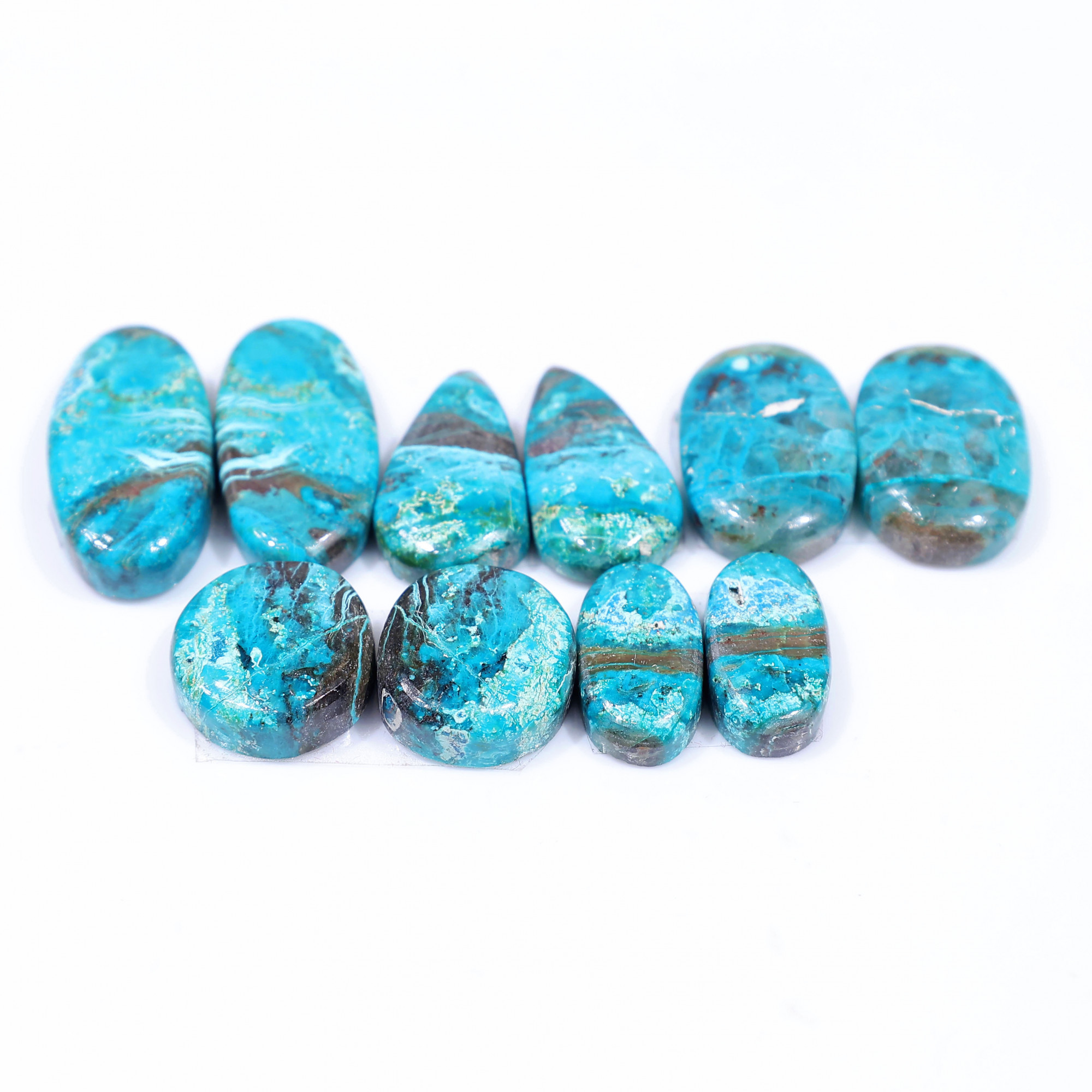 5 Pair 74 Cts Natural chrysocolla Cabochon Gemstone Pairs Lot for Earrings Jewelry Making 21x10 14x7mm 20121