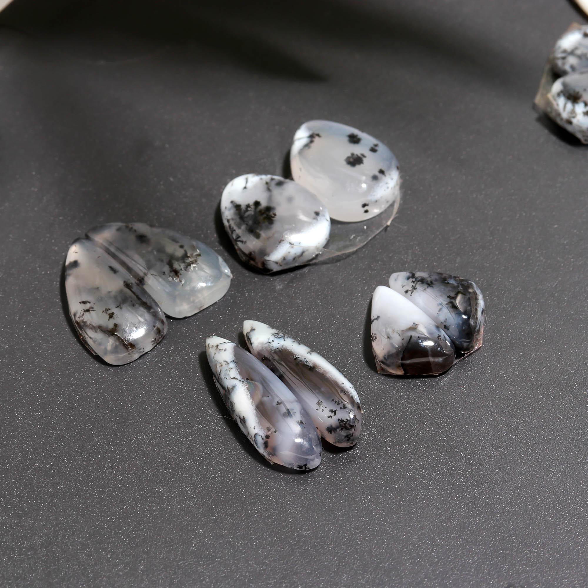 18 Pair 109 Cts Natural Dendrite Agate Pair Cabochon Lot Loose Gemstones Jewelry Making 15x10 10x6mm 20021