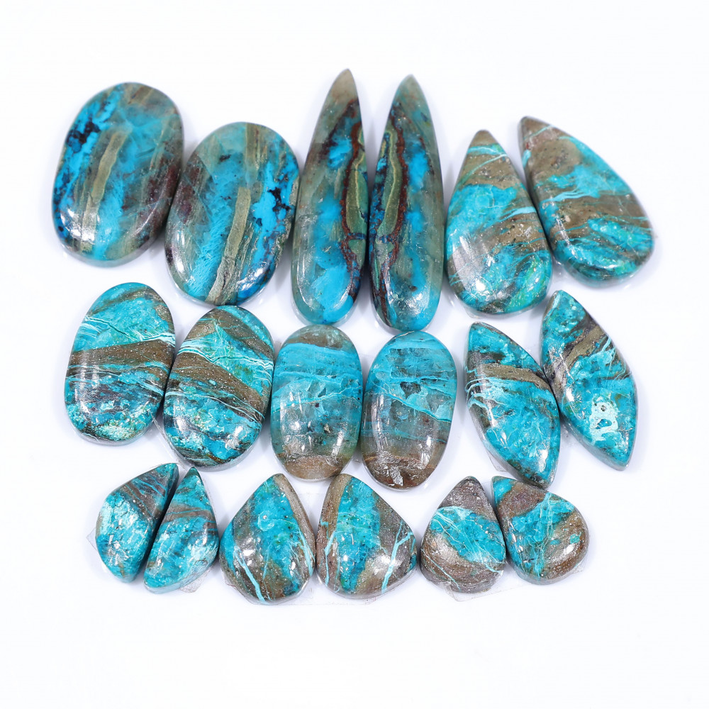Image of 9 Pair 129 Cts  Natural chrysocolla Cabochon Gemstone Pairs Lot for Earrings Jewelry Making 30x7 13x5mm #20123