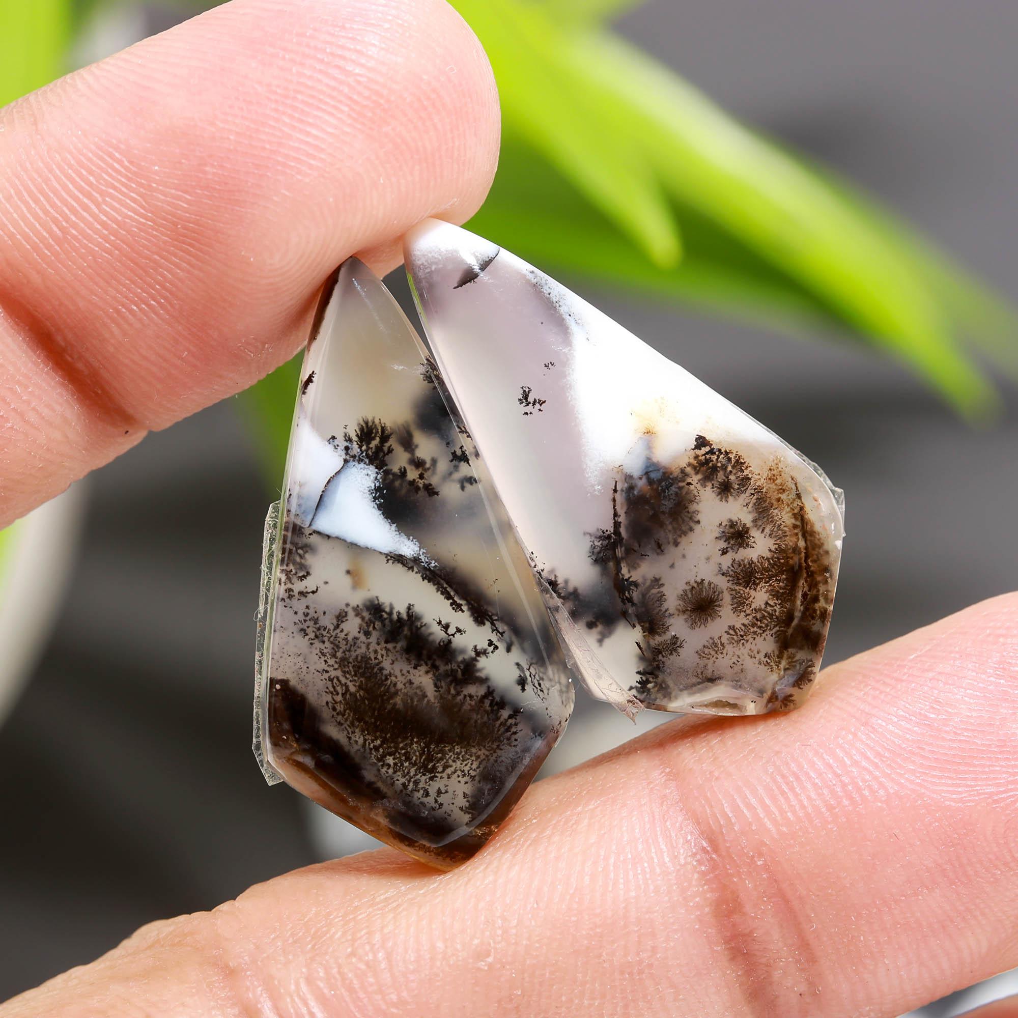 12 Pair 155 Cts  Natural Dendrite Agate Pair Cabochon Lot Loose Gemstones Jewelry Making 27x14 15x6mm 20023