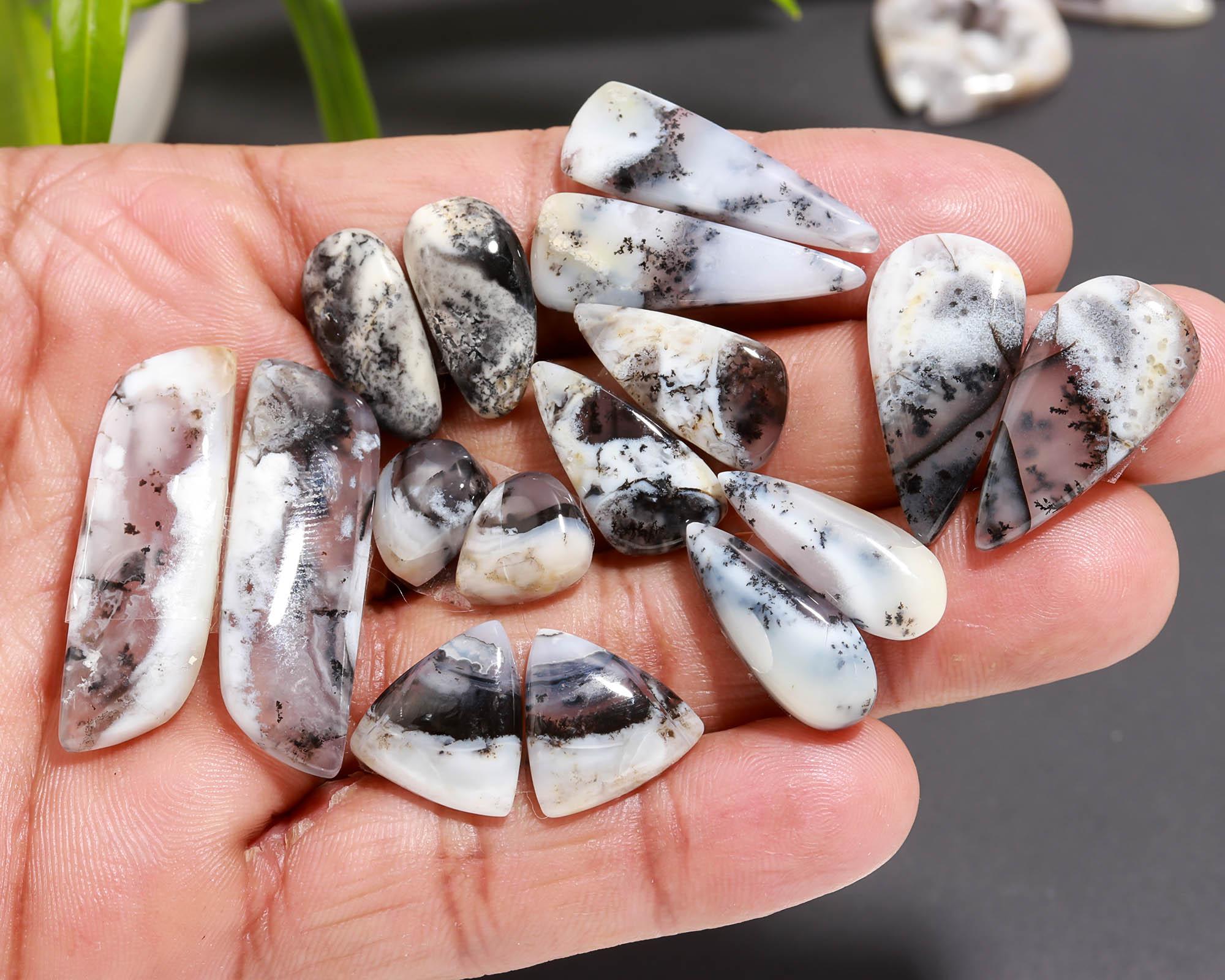 10 Pair 146 Cts Natural Dendrite Agate Pair Cabochon Lot Loose Gemstones Jewelry Making 33x10 11x9mm 20024