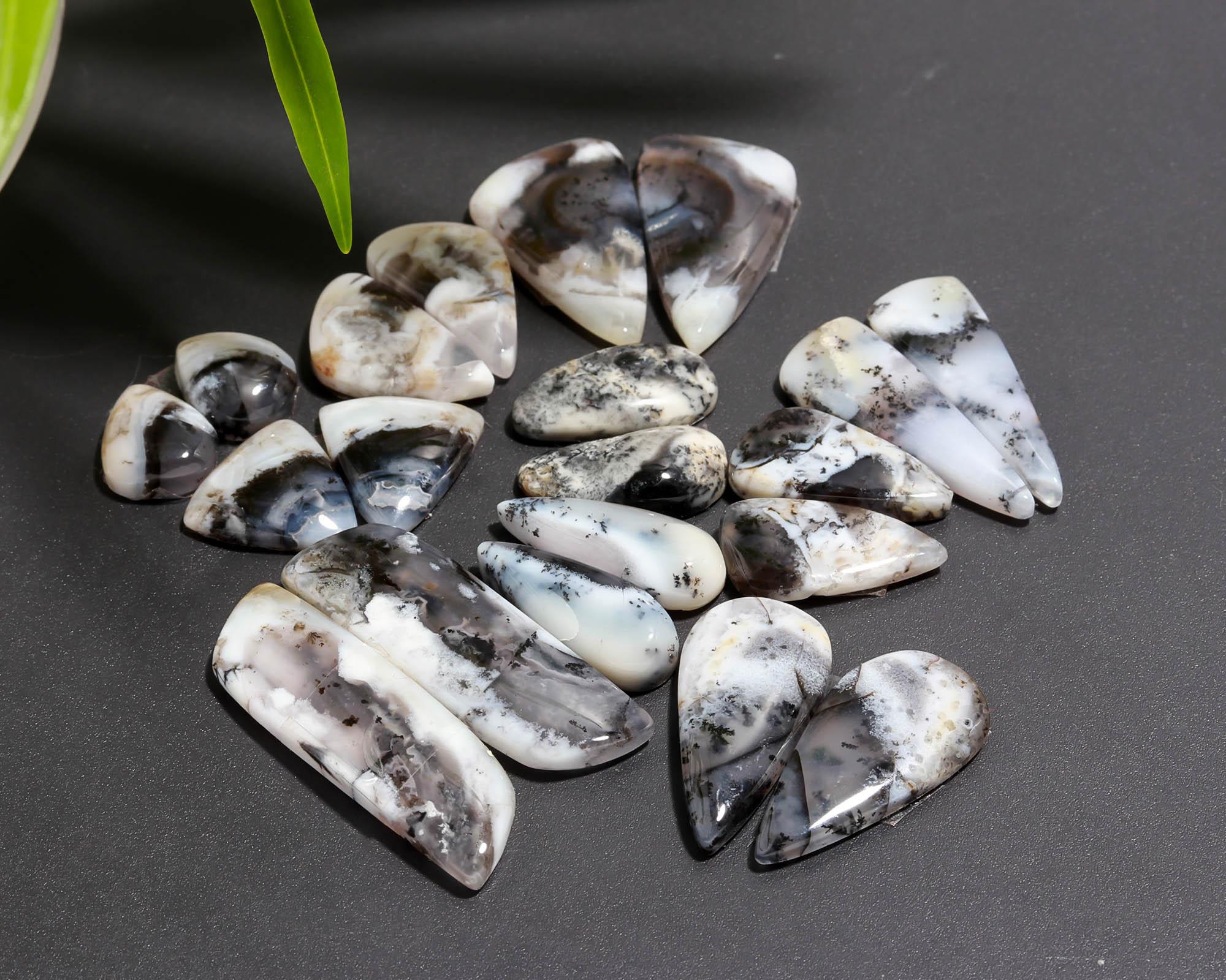 10 Pair 146 Cts Natural Dendrite Agate Pair Cabochon Lot Loose Gemstones Jewelry Making 33x10 11x9mm 20024