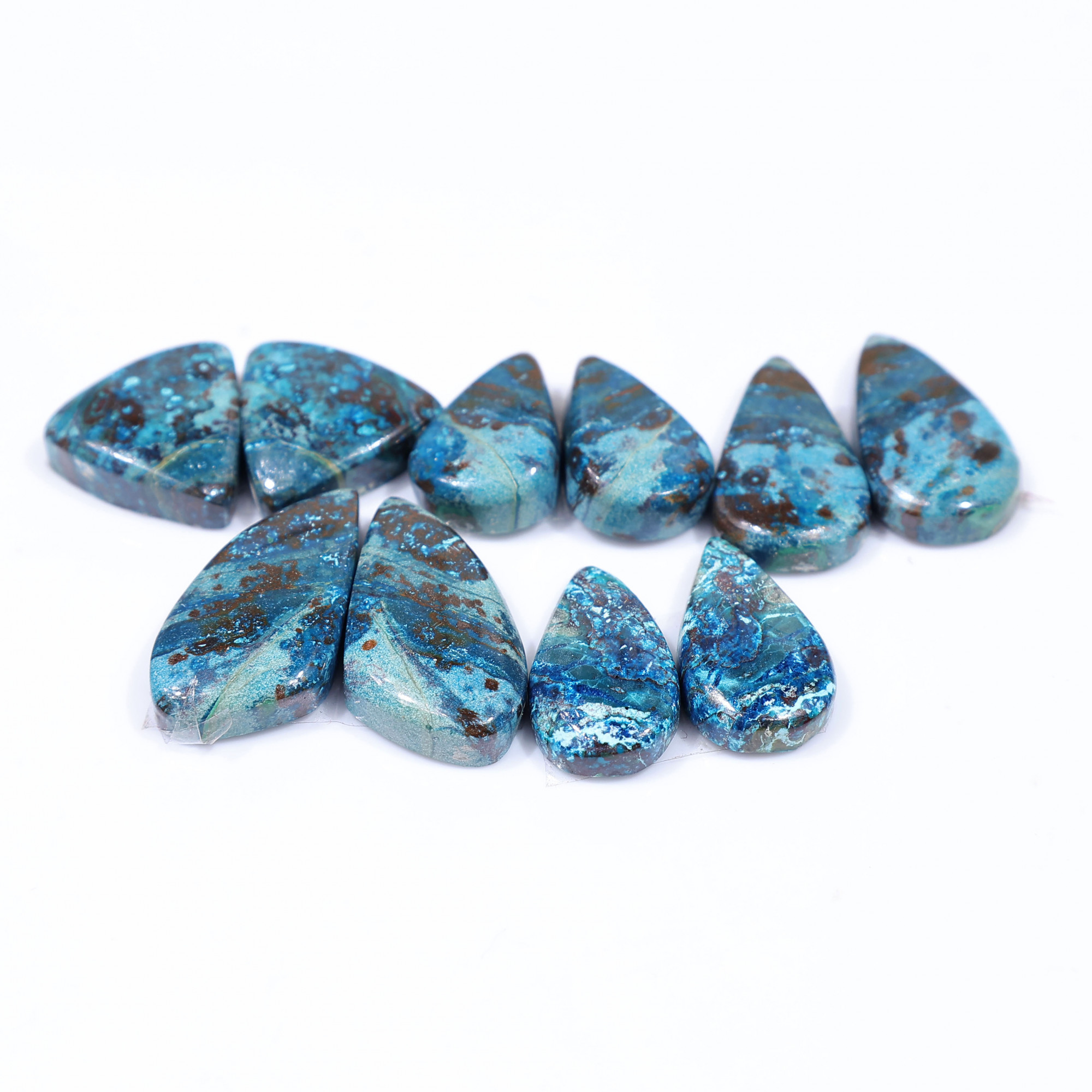 5 Pair 95 Cts Natural chrysocolla Cabochon Gemstone Pairs Lot for Earrings Jewelry Making 22x12 15x10mm 20124